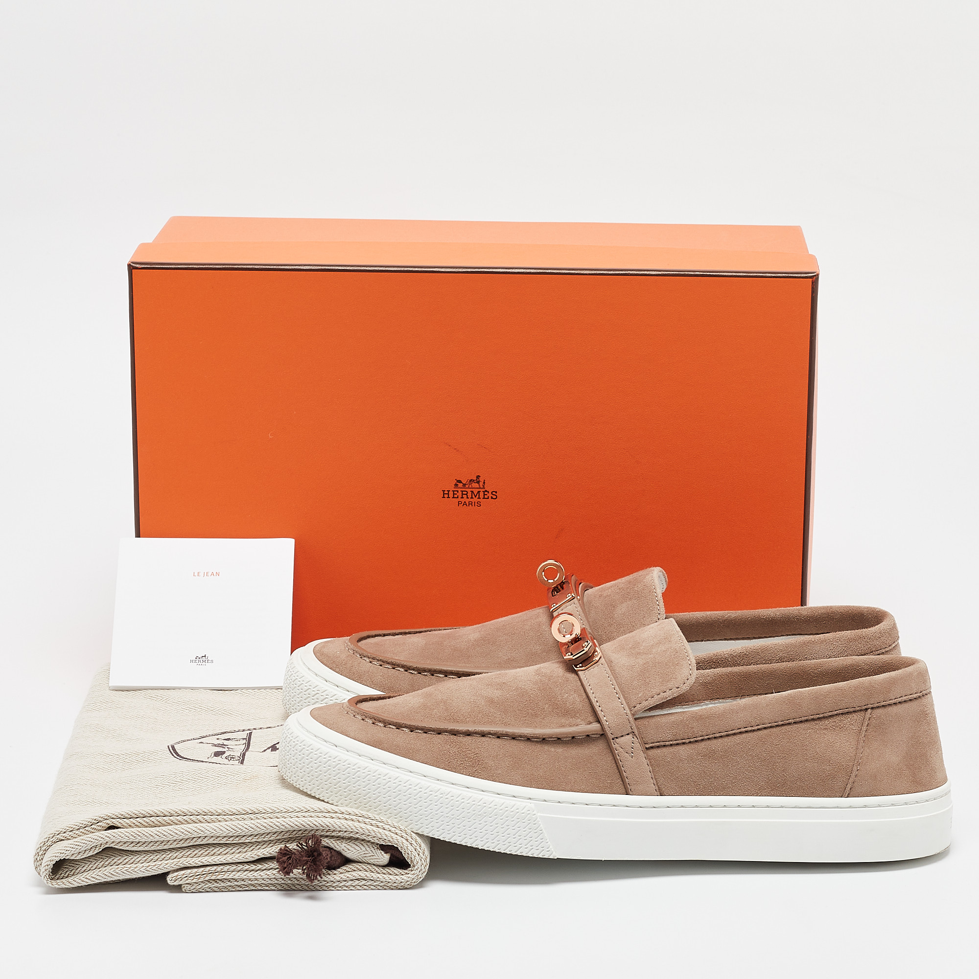 Hermes Beige Suede Game Slip On Sneakers Size 39