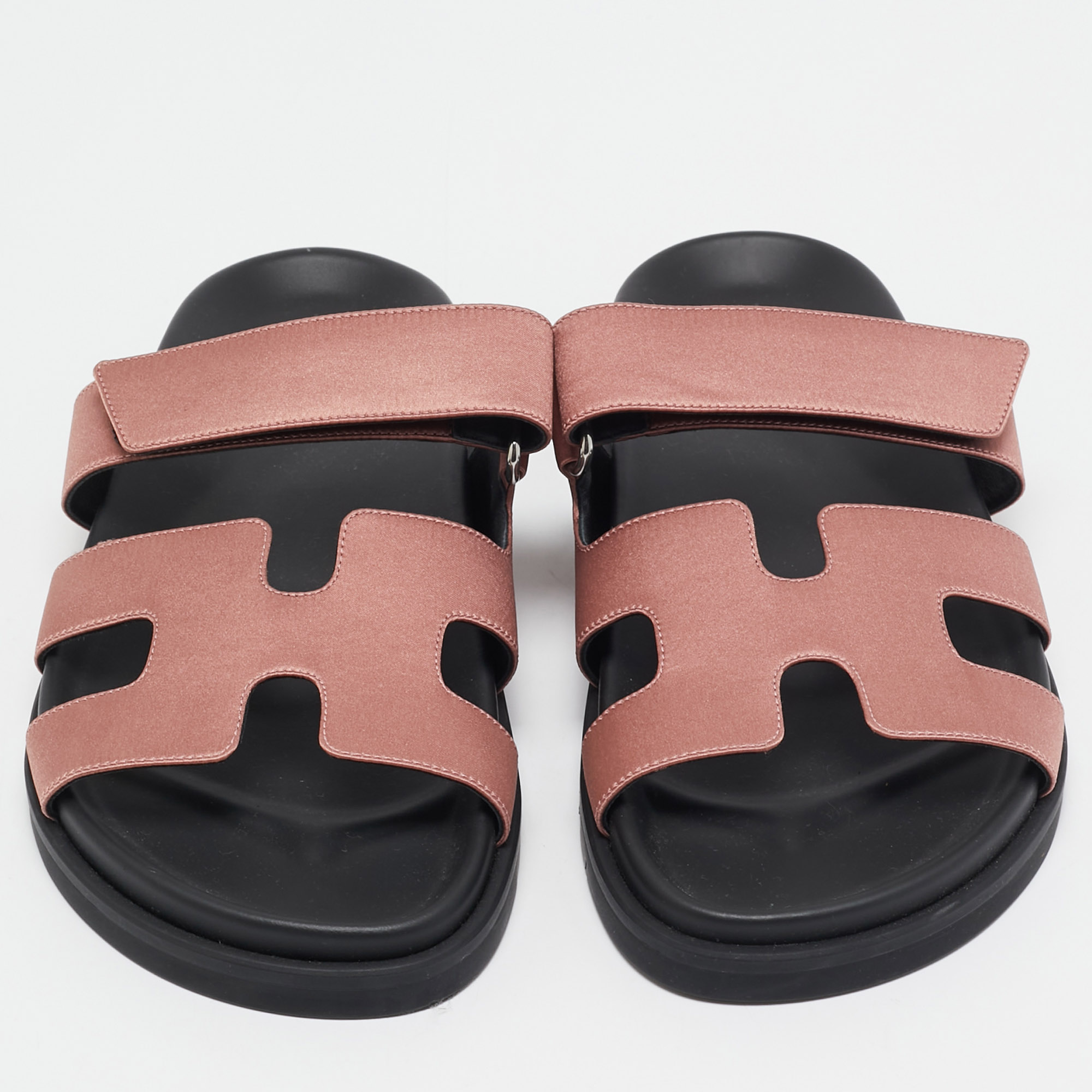 Hermes Pink Satin Chypre Slides Size 36