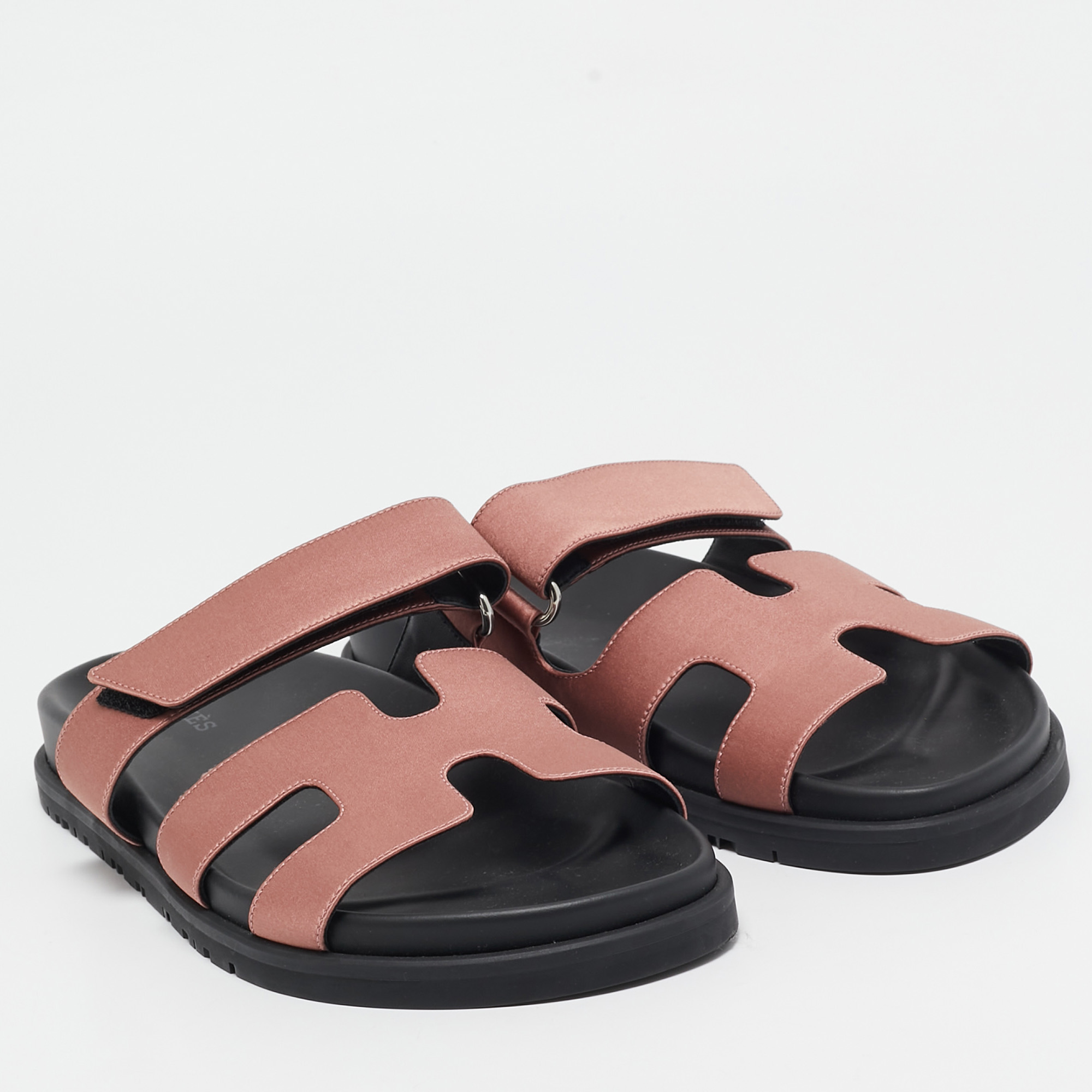 Hermes Pink Satin Chypre Slides Size 36