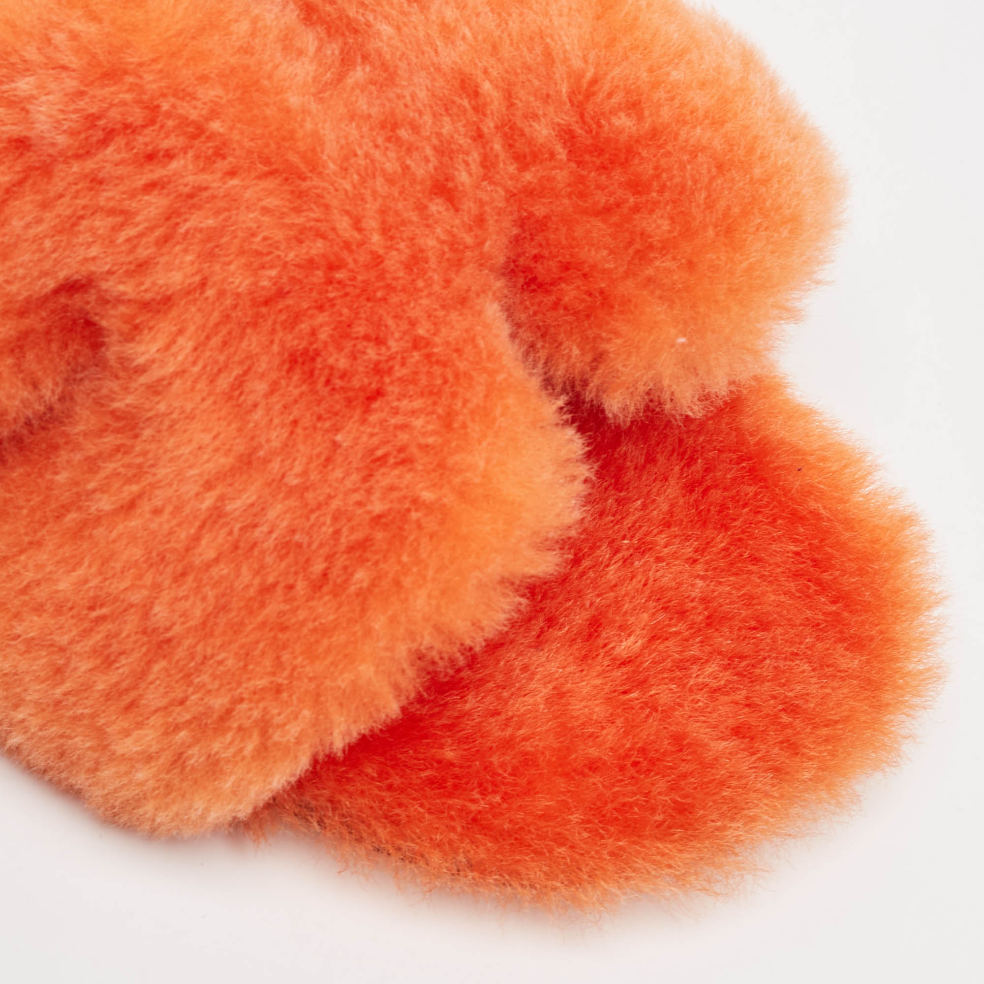 Hermes Orange Shearling Fur Oran Flat Slides Size 37.5