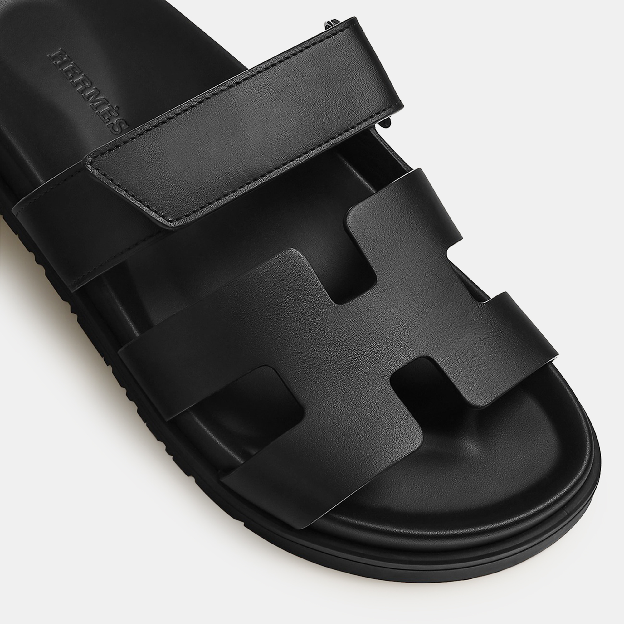 Hermes Black Rubber Chypre Sandal 36