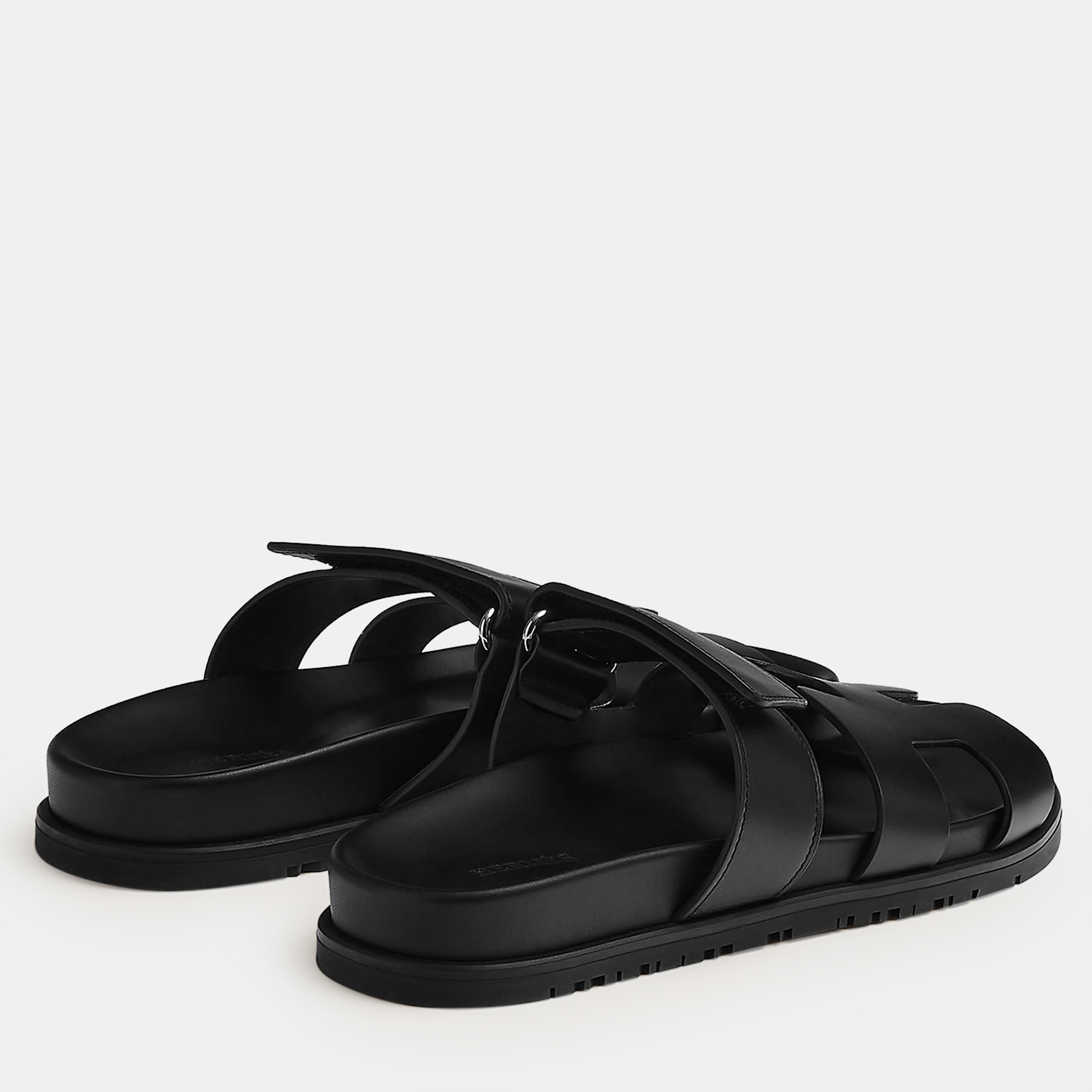 Hermes Black Rubber Chypre Sandal 36