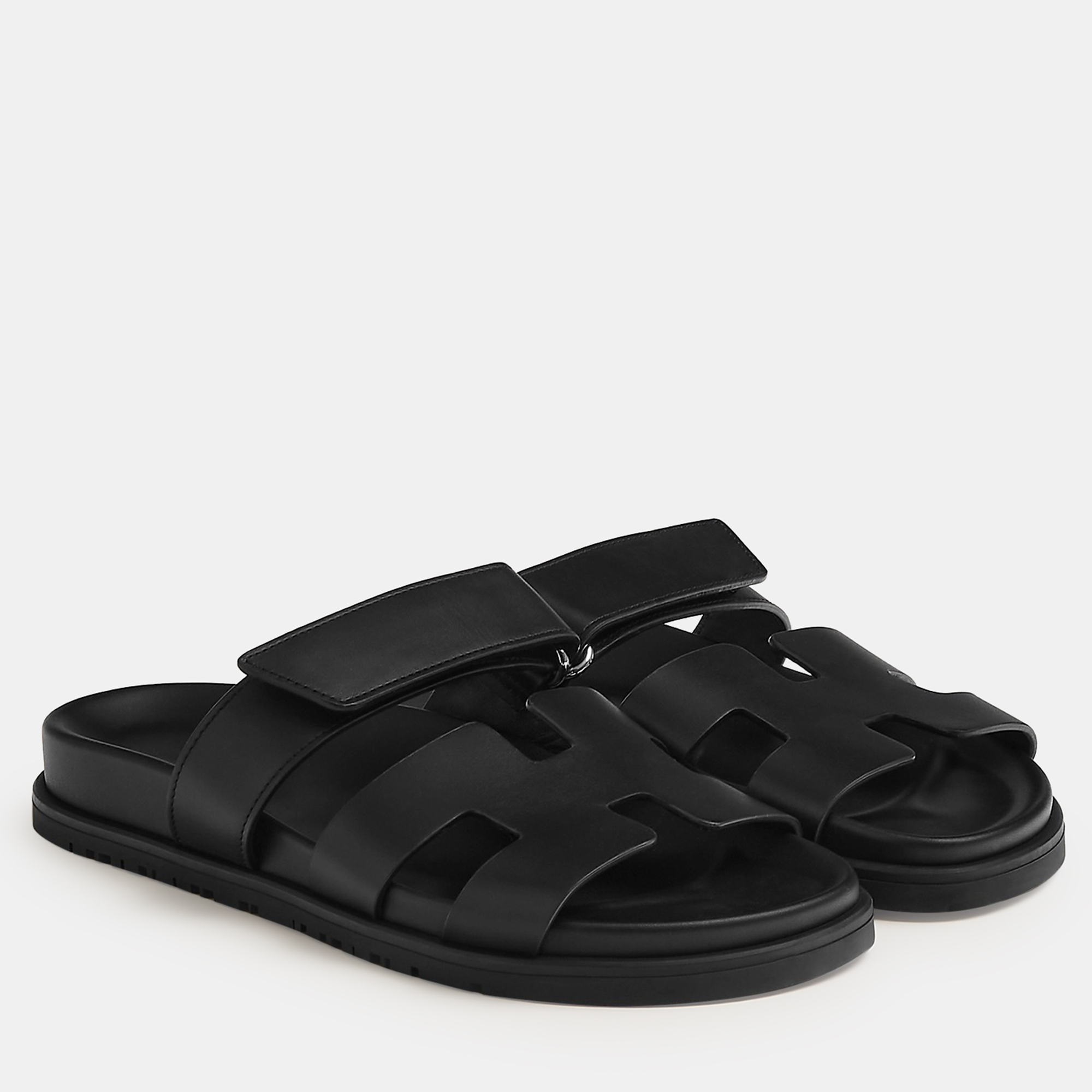 Hermes Black Rubber Chypre Sandal 36