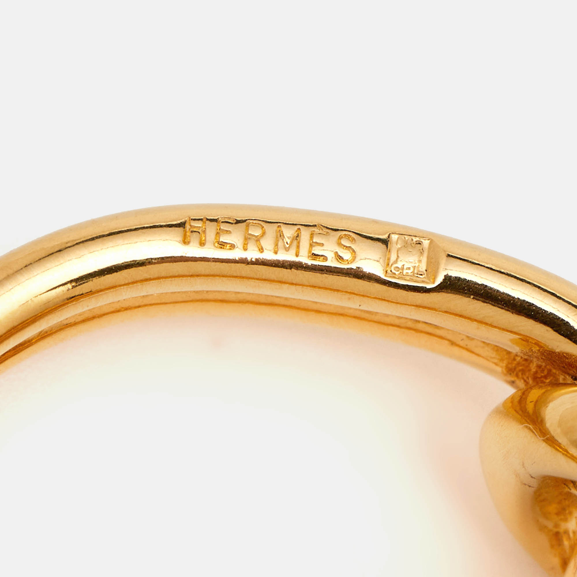 Hermes Gold Tone Scarf Ring