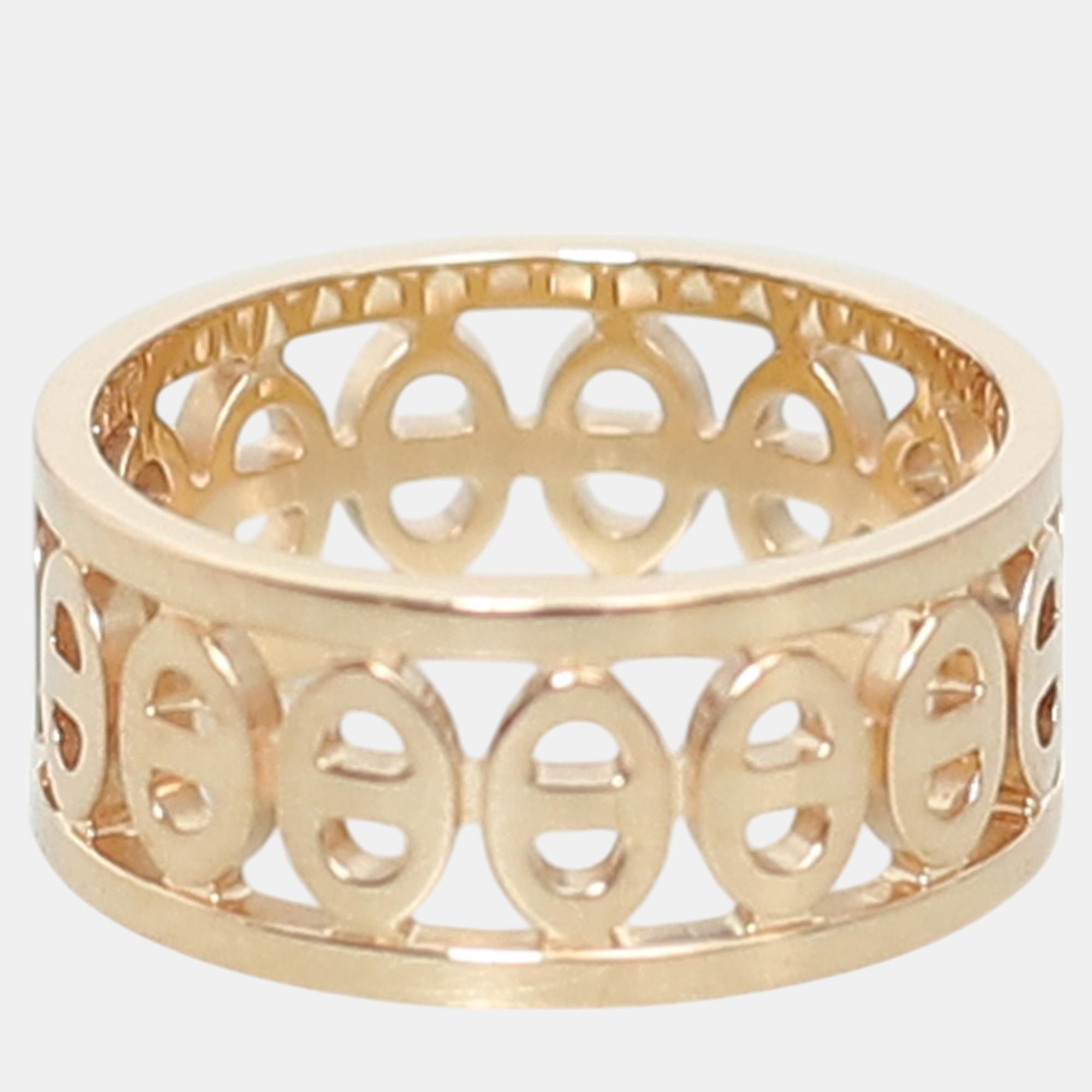 Hermes 18k Rose Gold Chaine d'ancre Divine Ring EU 51