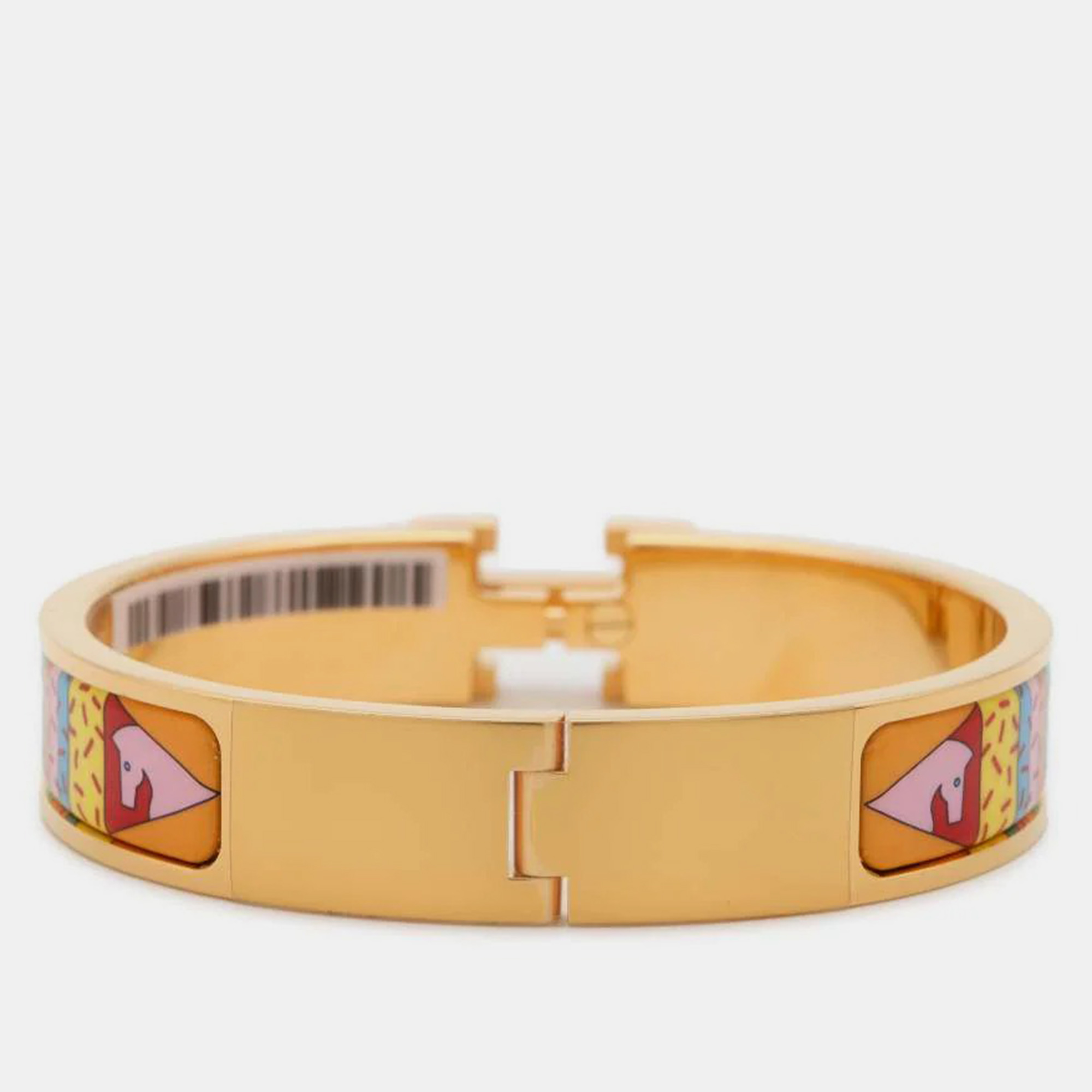 Hermes  Gold/Multicolor Gold Plated Enamel Clic Le Chat Carre Size PM