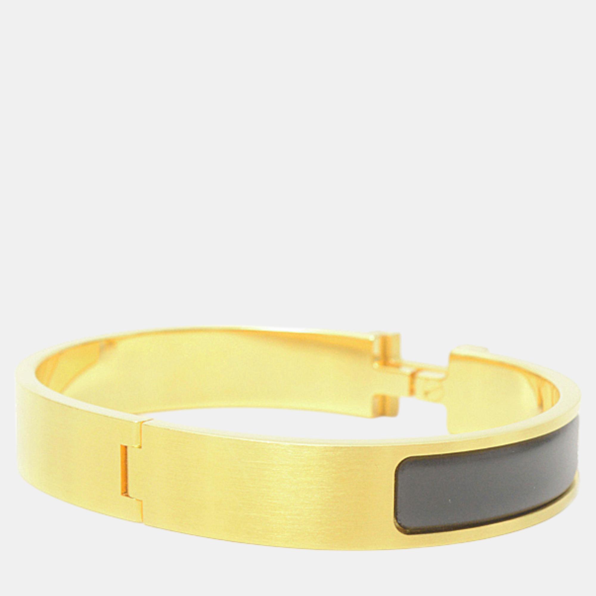 Hermes Enamel Bangle Bracelet Gold