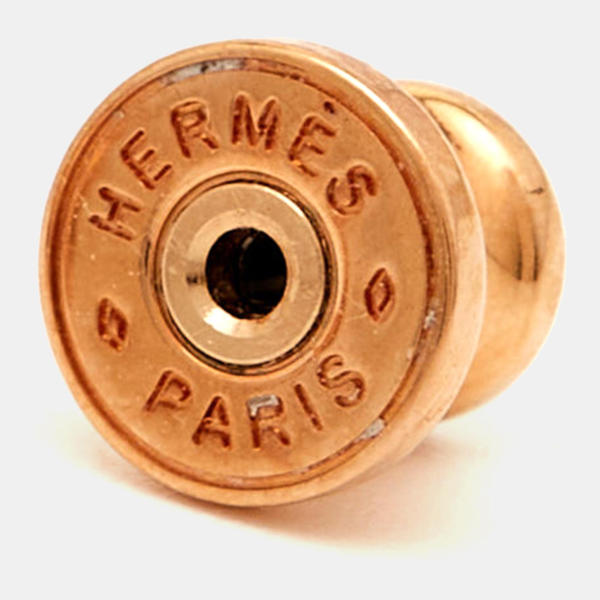 Hermès Mini Pop H Pink Enamel Gold Tone Stud Earrings