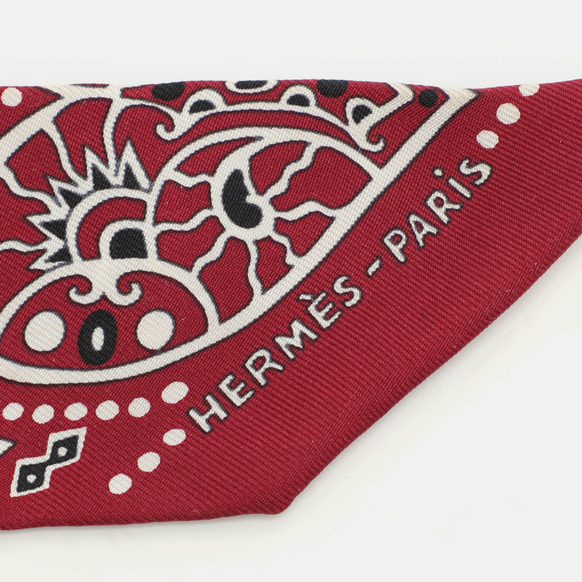 Hermès Burgundy Peuple Du Vent Bandana Silk Twilly