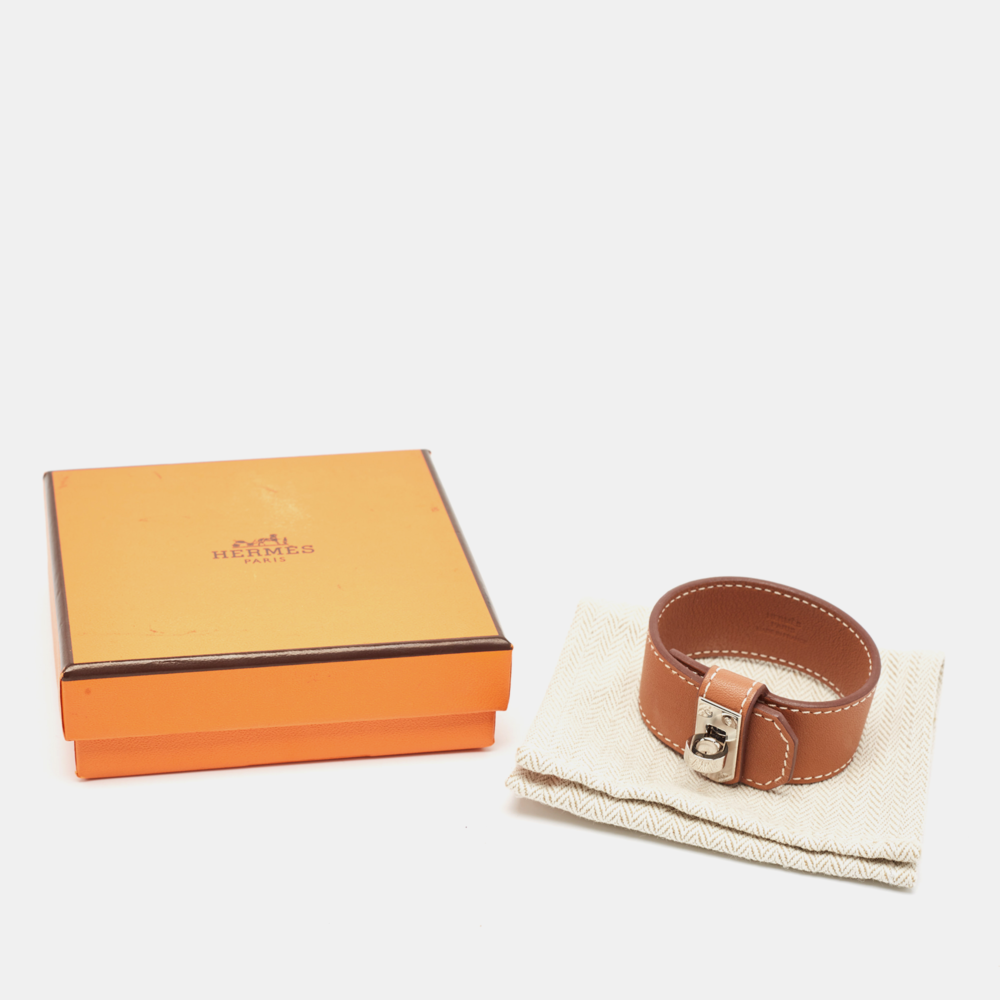 Hermès Kelly Twist Leather Palladium Plated Bracelet