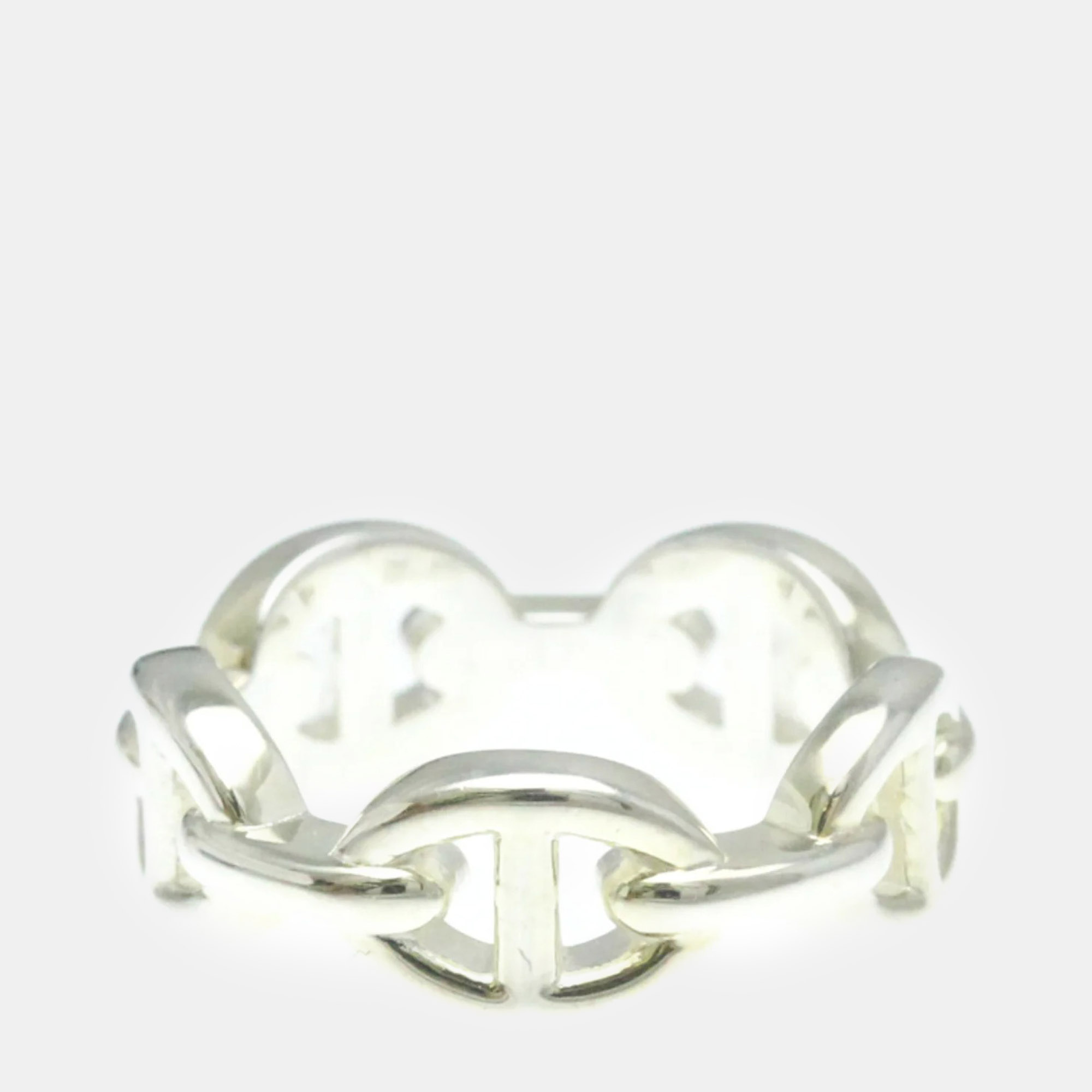 Hermes Silver Chaine d&rsquo;Ancre Fashion Band Ring EU 51