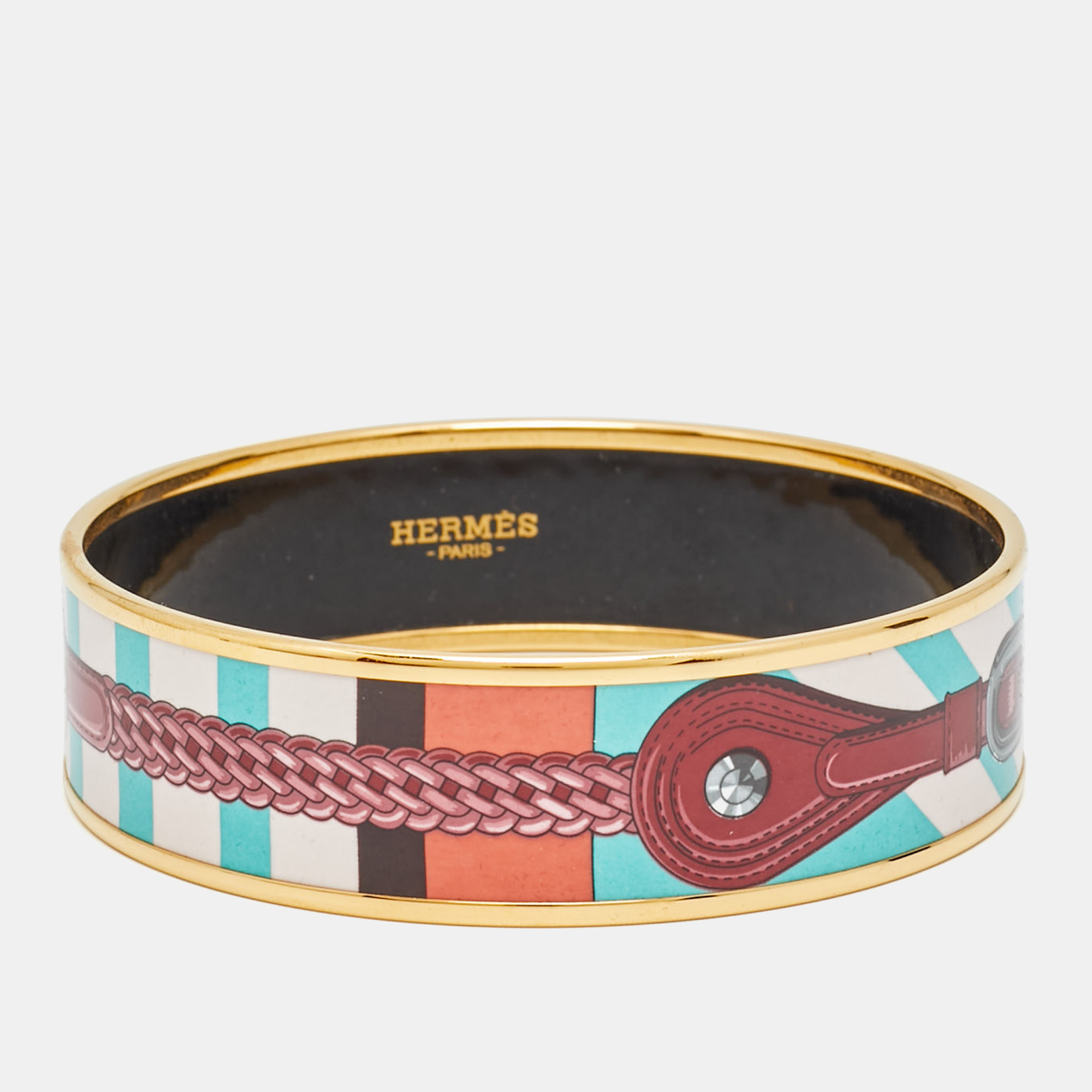 Hermes Enamel Gold Plated Bangle Bracelet
Hermes Enamel Gold Plated Bangle Bracelet