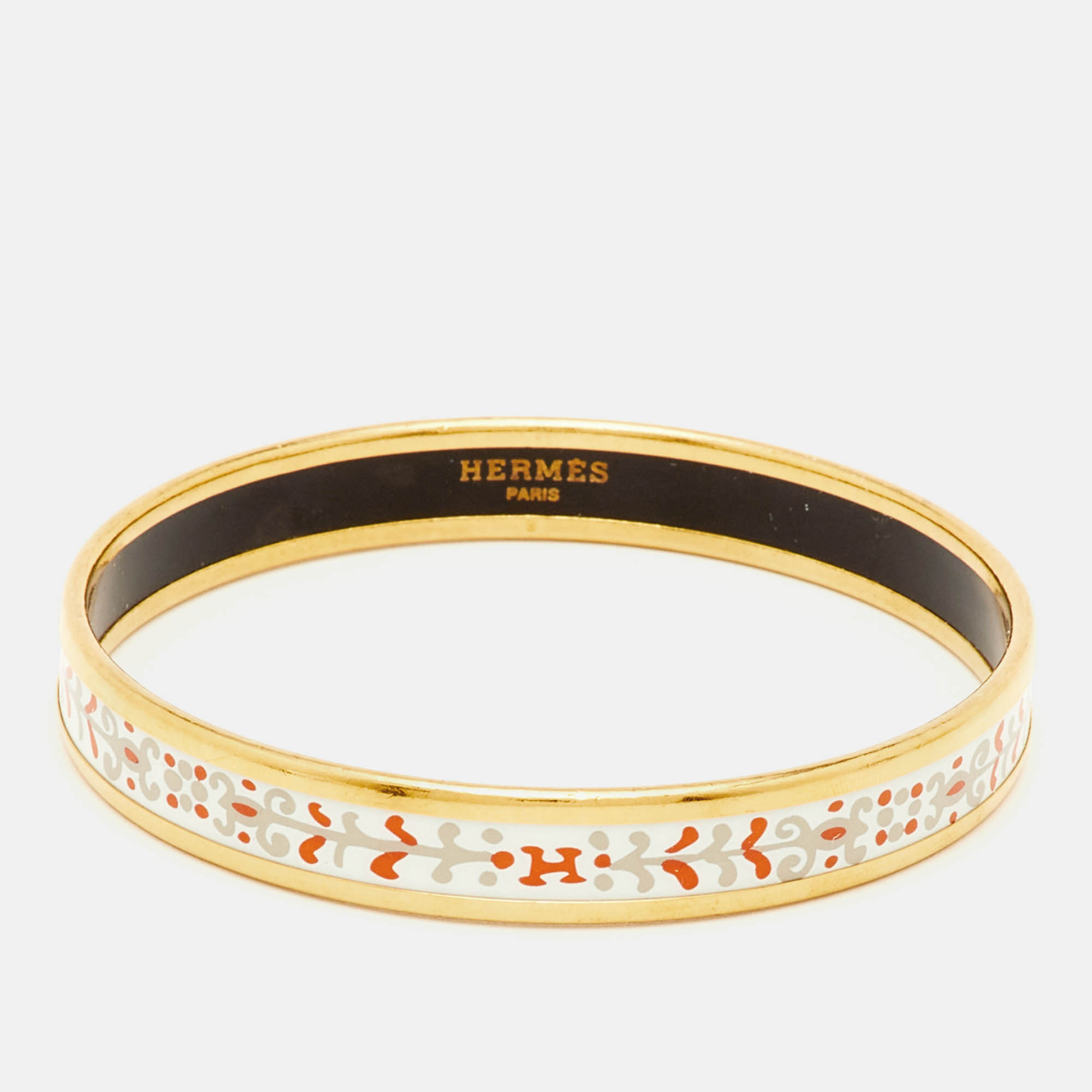 Hermès Floral Motif Enamel Gold Plated Bangle Bracelet, Multicolor
Hermès Floral Motif Enamel Gold Plated Bangle Bracelet, Multicolor