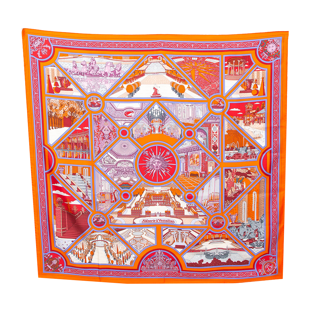 Image of Herm&egrave;s Orange Flanerie a Versailles Silk Scarf