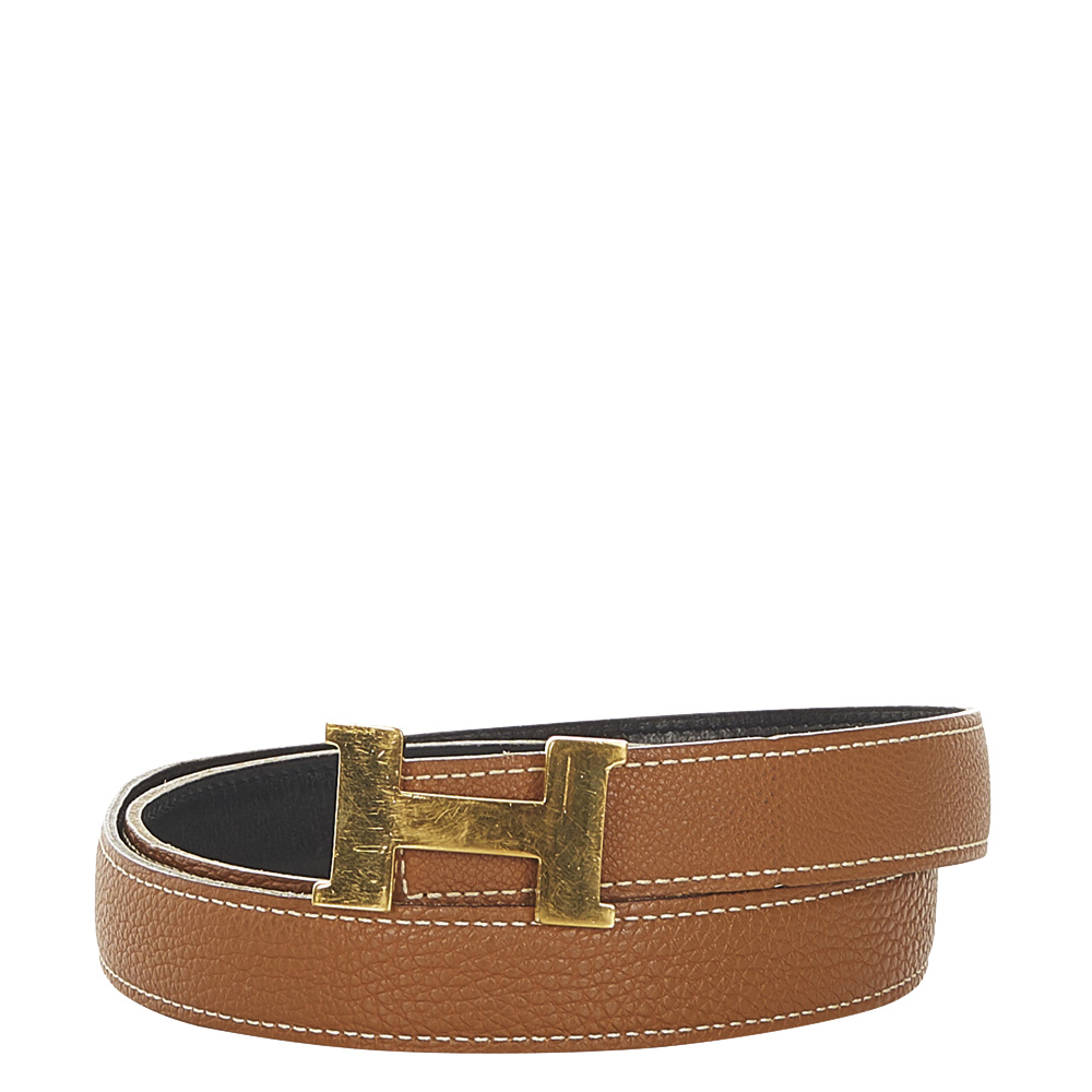 Hermes Brown Leather Reversible 32 mm H Belt