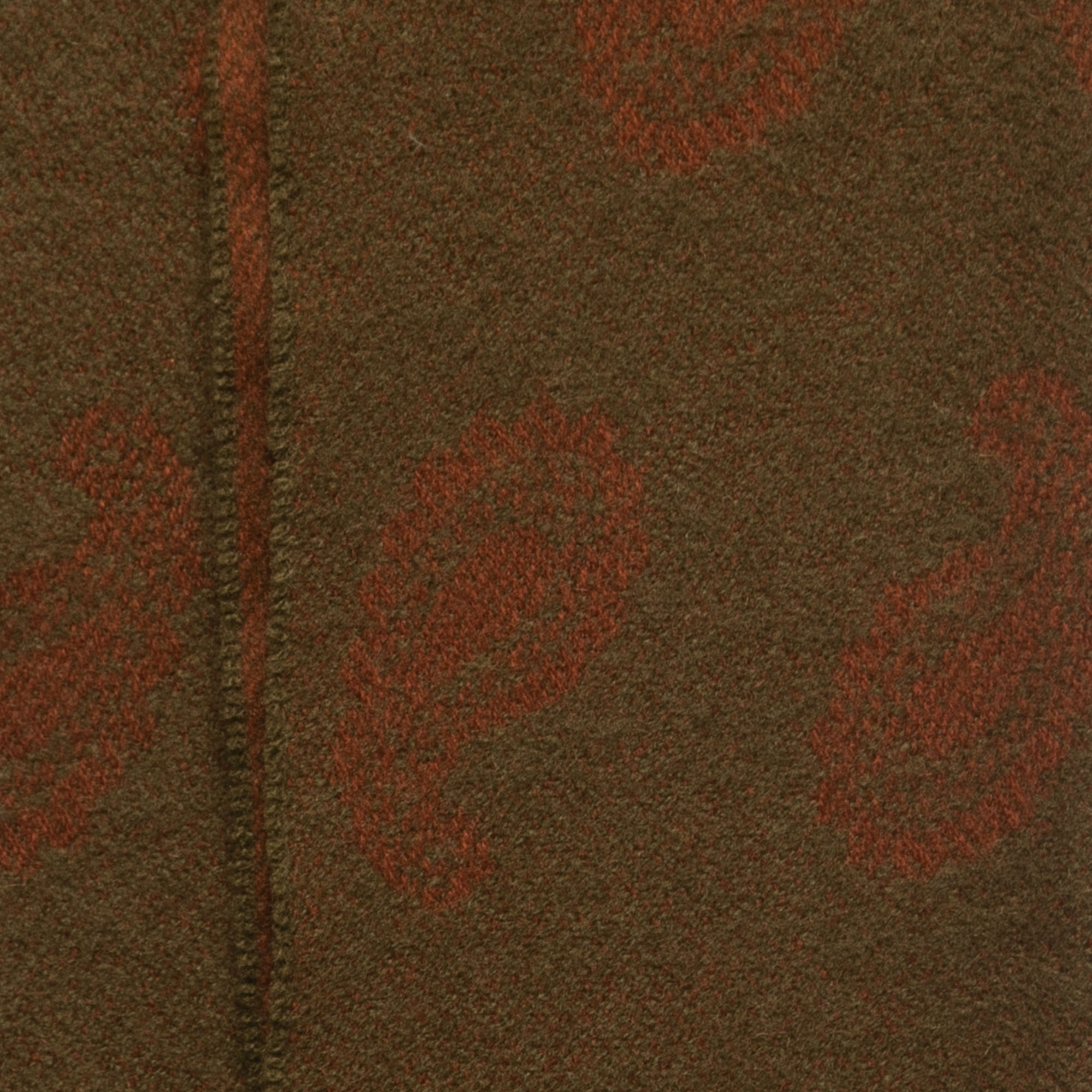 Hermes Vintage Brown/Green Paisley Pattern Cashmere & Wool Scarf
