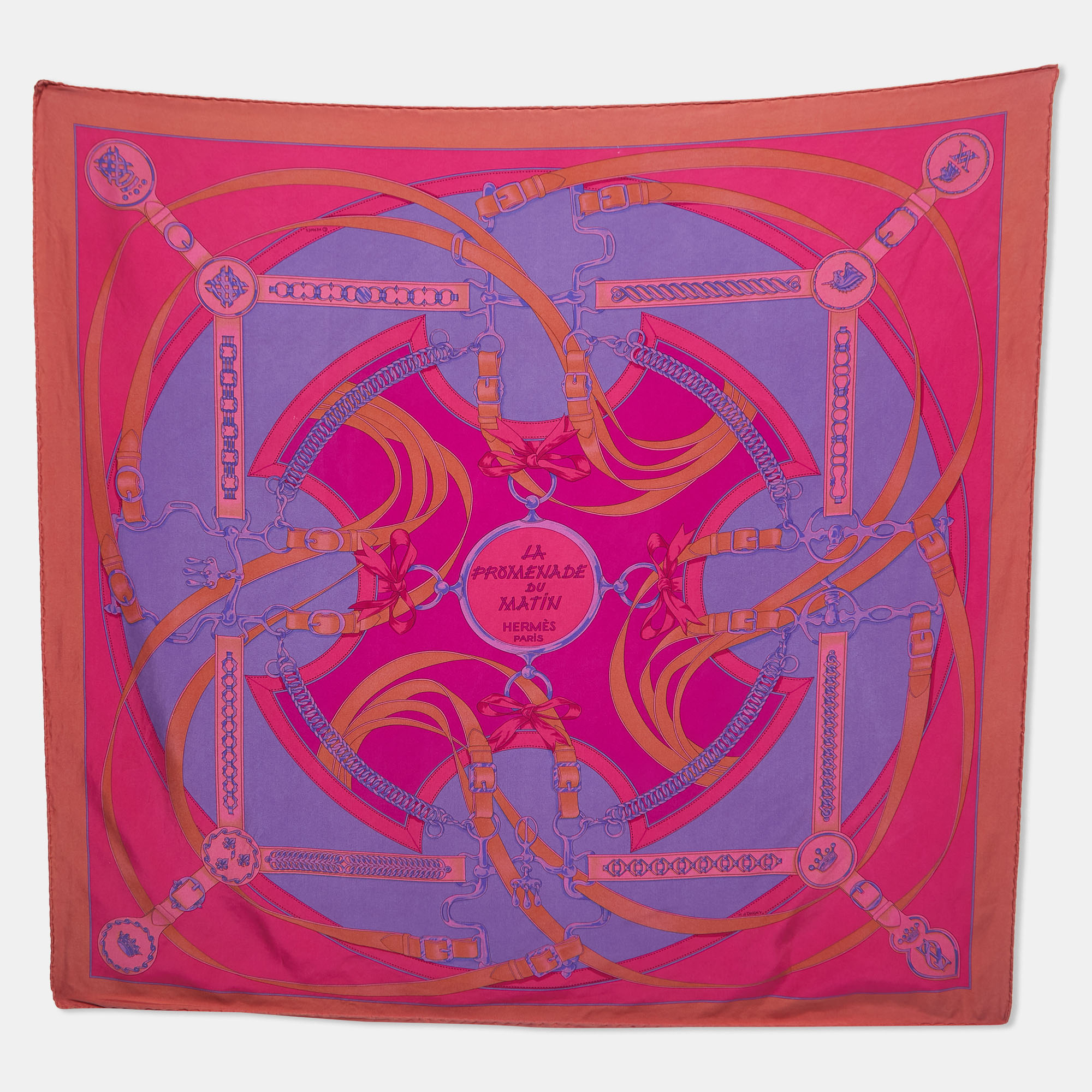 Hermes Brown/Pink La Promenade Du Matin Silk Scarf