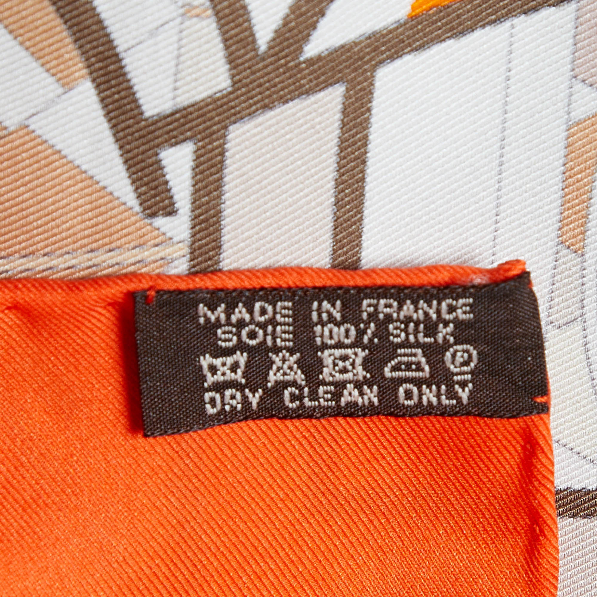 Hermès  Orange Quadrige Printed Silk Scarf