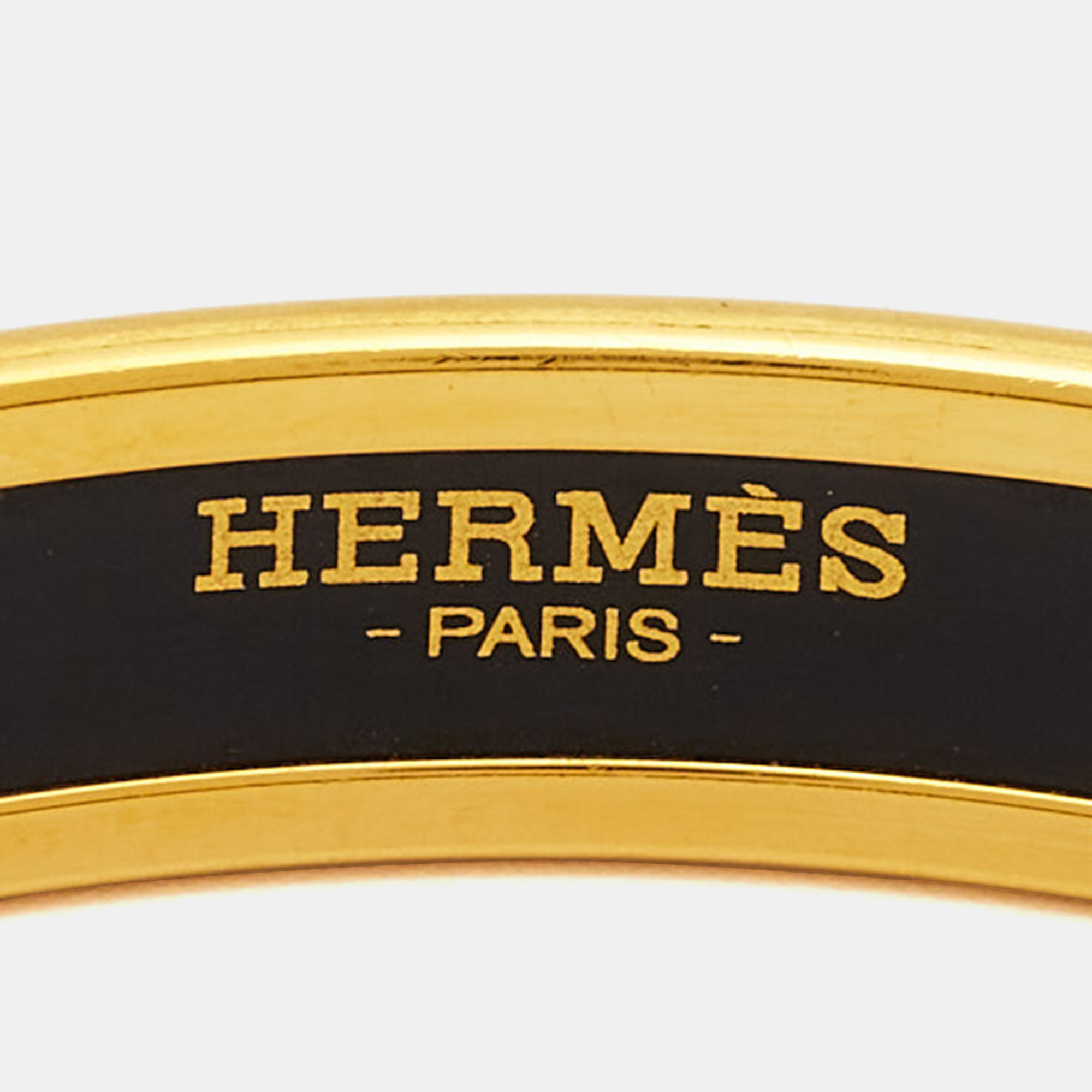 Hermès Caleche Enamel Gold Plated Narrow Bracelet