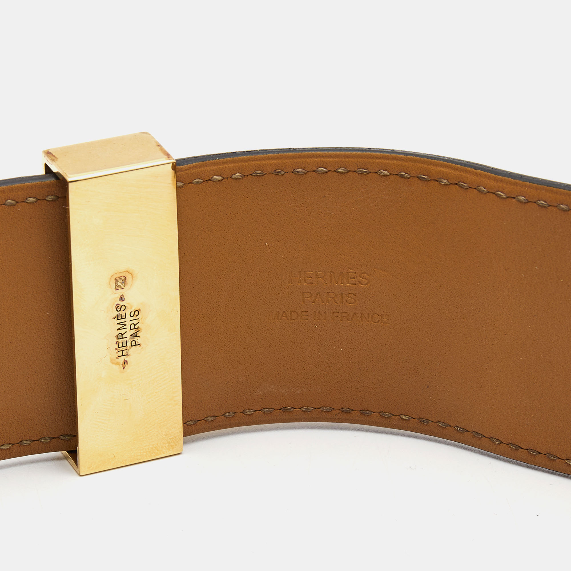 Hermes Collier De Chien Leather Gold Plated Bracelet