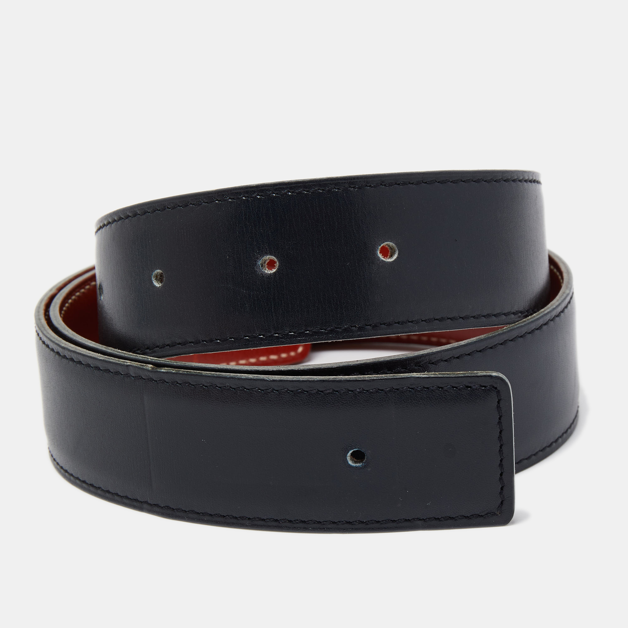 Hermes herm&egrave;s bleu marine box leather belt strap 75cm