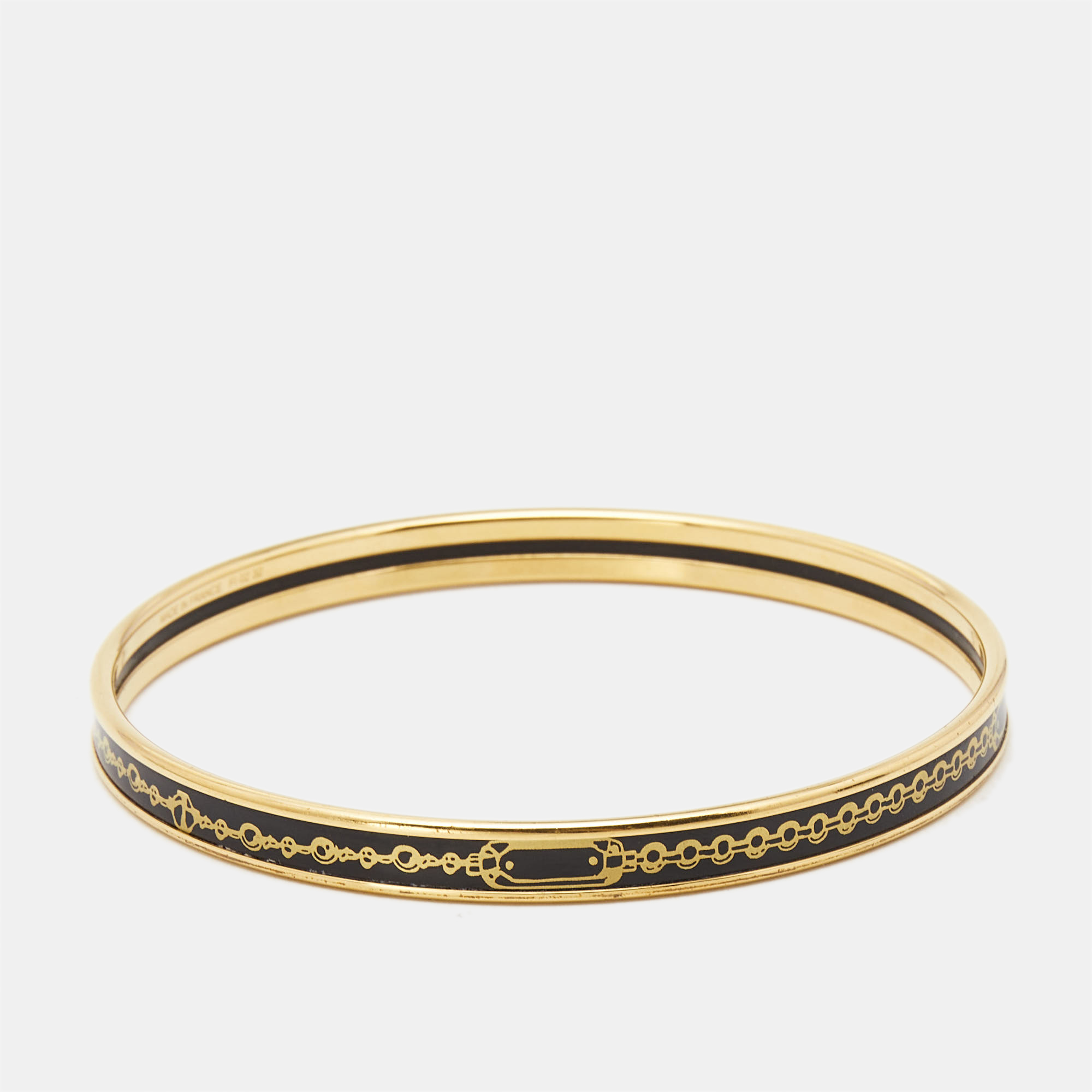 Hermès  Bijoux Chaines Enamel Gold Plated Bangle Bracelet