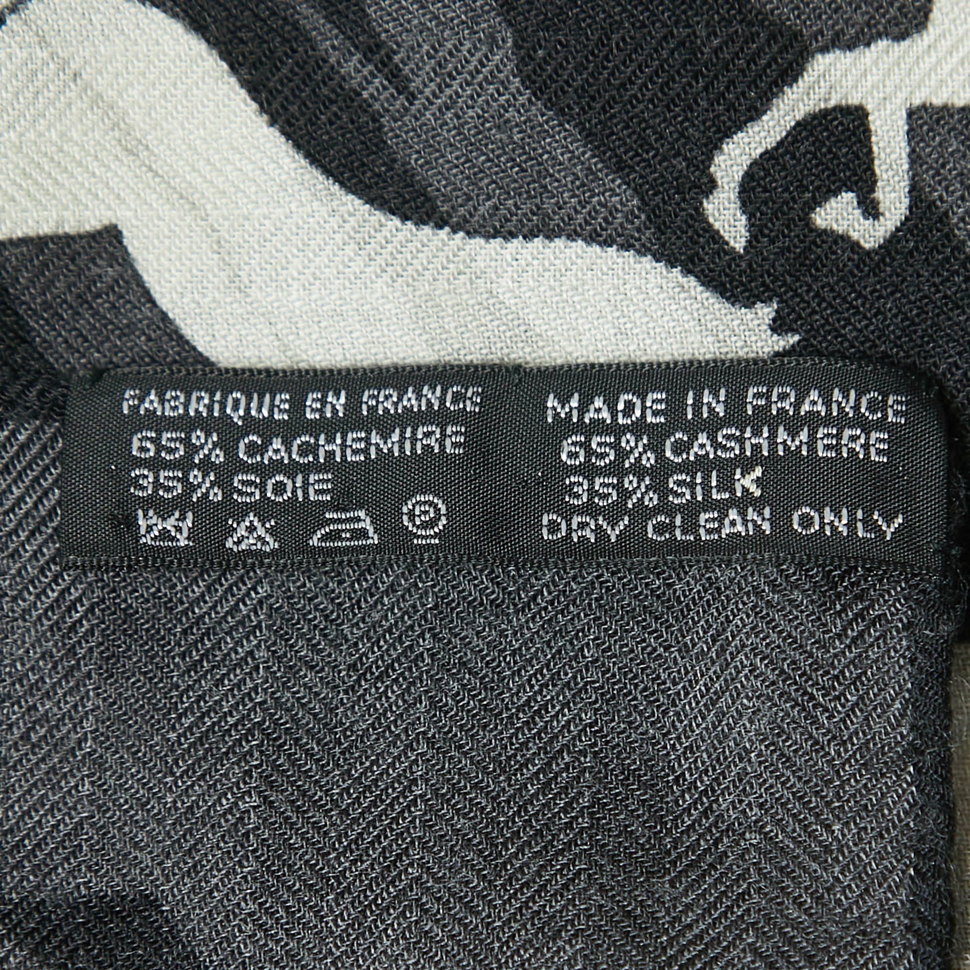 Hermès Black & Grey Horse Printed Cashmere & Silk Square Scarf