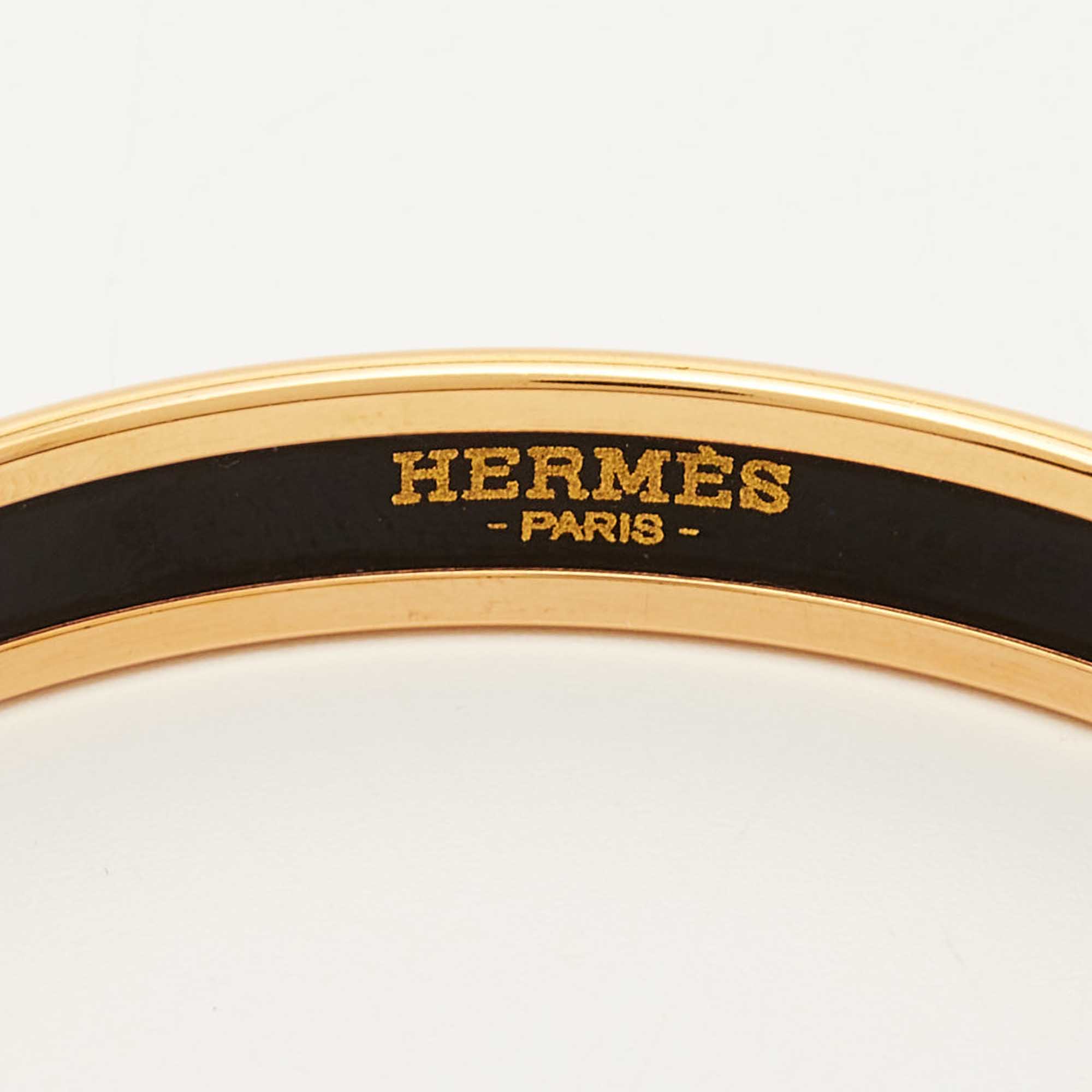 Hermès Tea For Two Enamel Gold Plated Bangle Bracelet