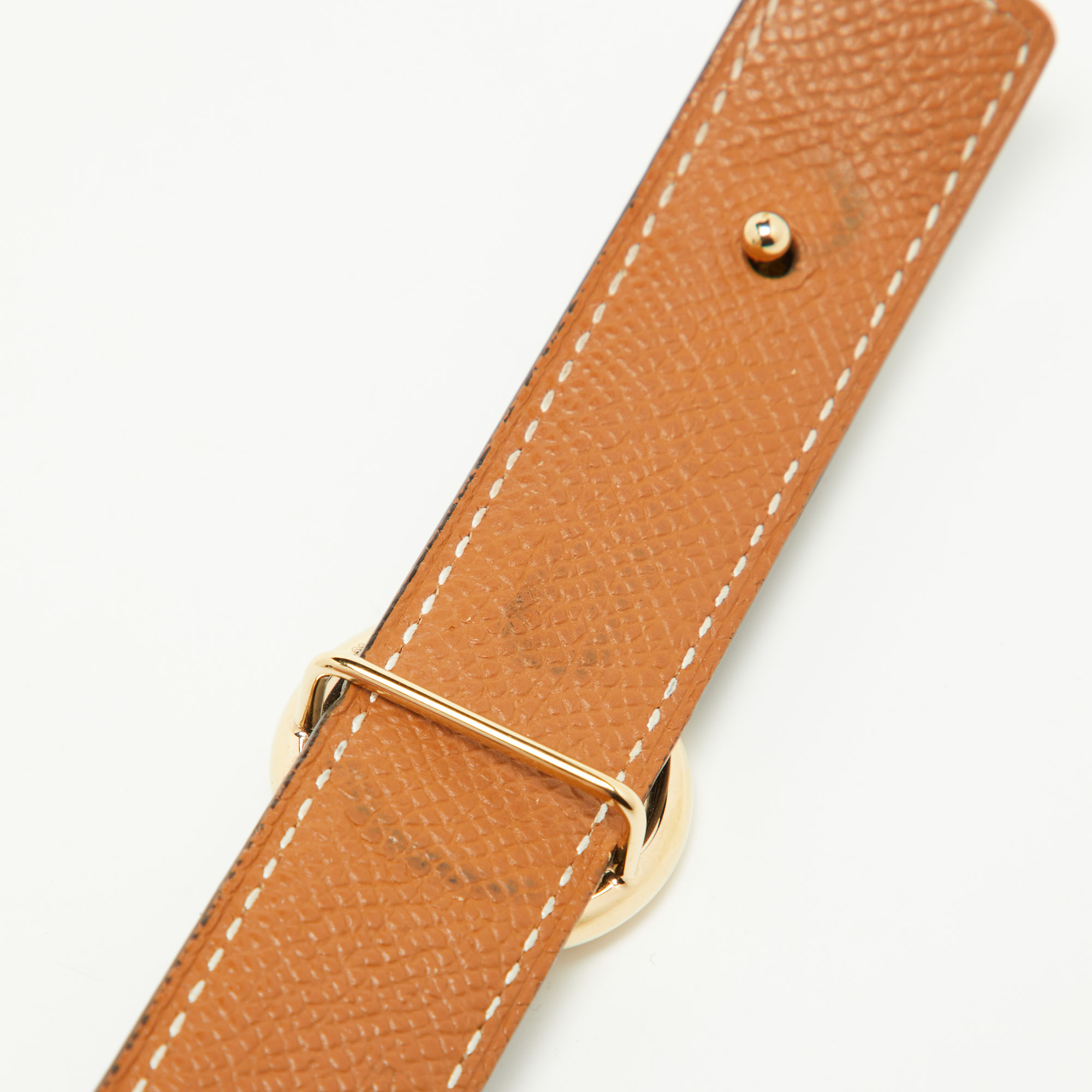 Hermes Black/Gold Swift And Epsom Leather Mors Reversible Belt 70CM