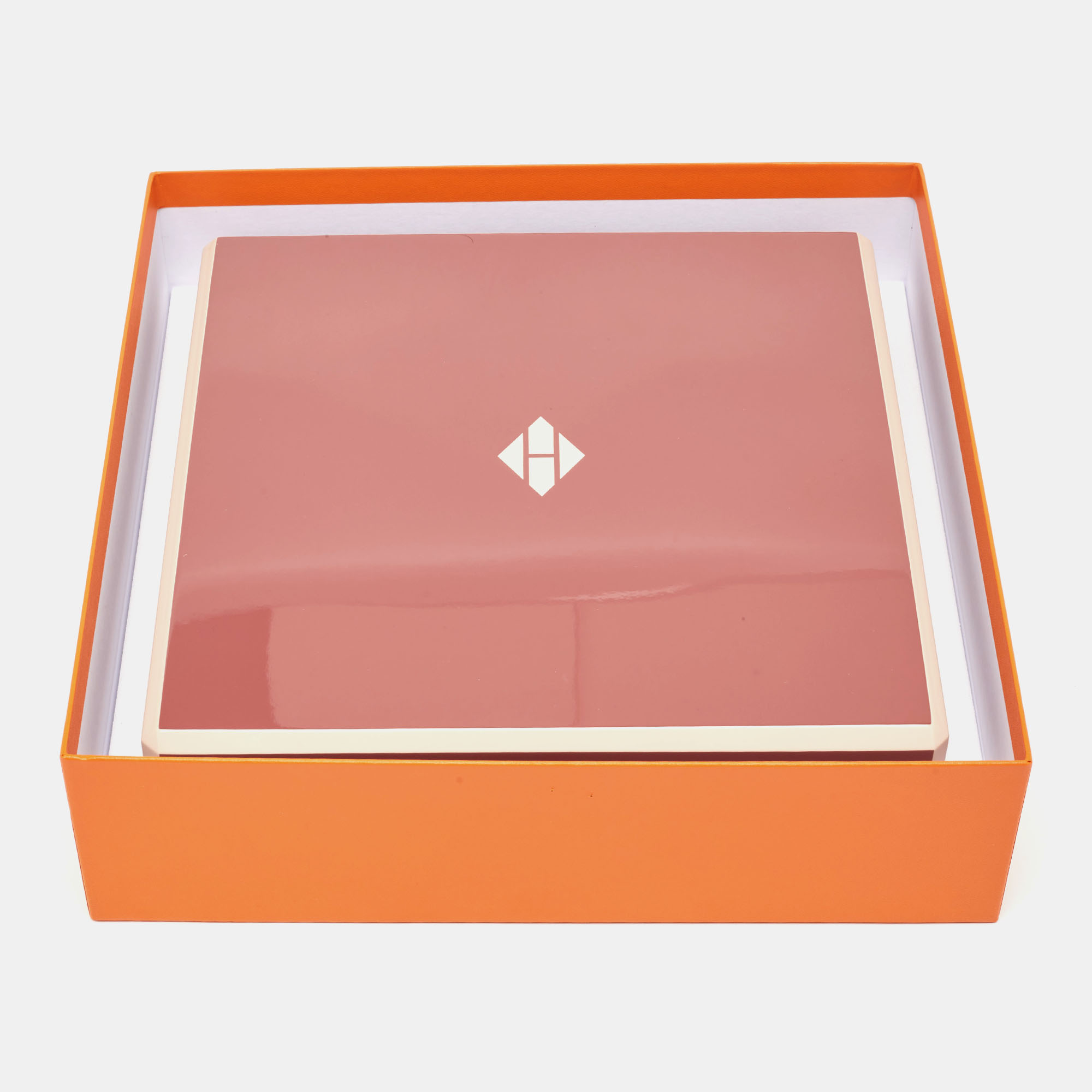 Hermes Lacquered Wood And Taurillon Leather H Facettes Jewelry Box
