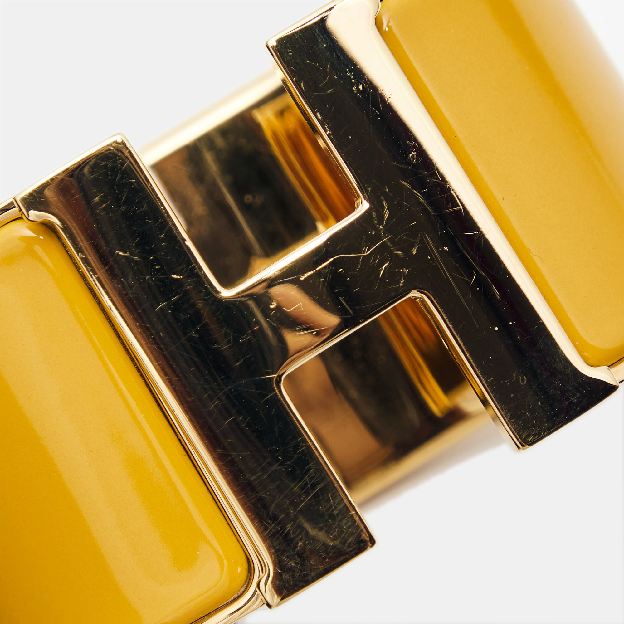 Hermes Clic Clac H Yellow Enamel Gold Plated  Extra Wide Bracelet