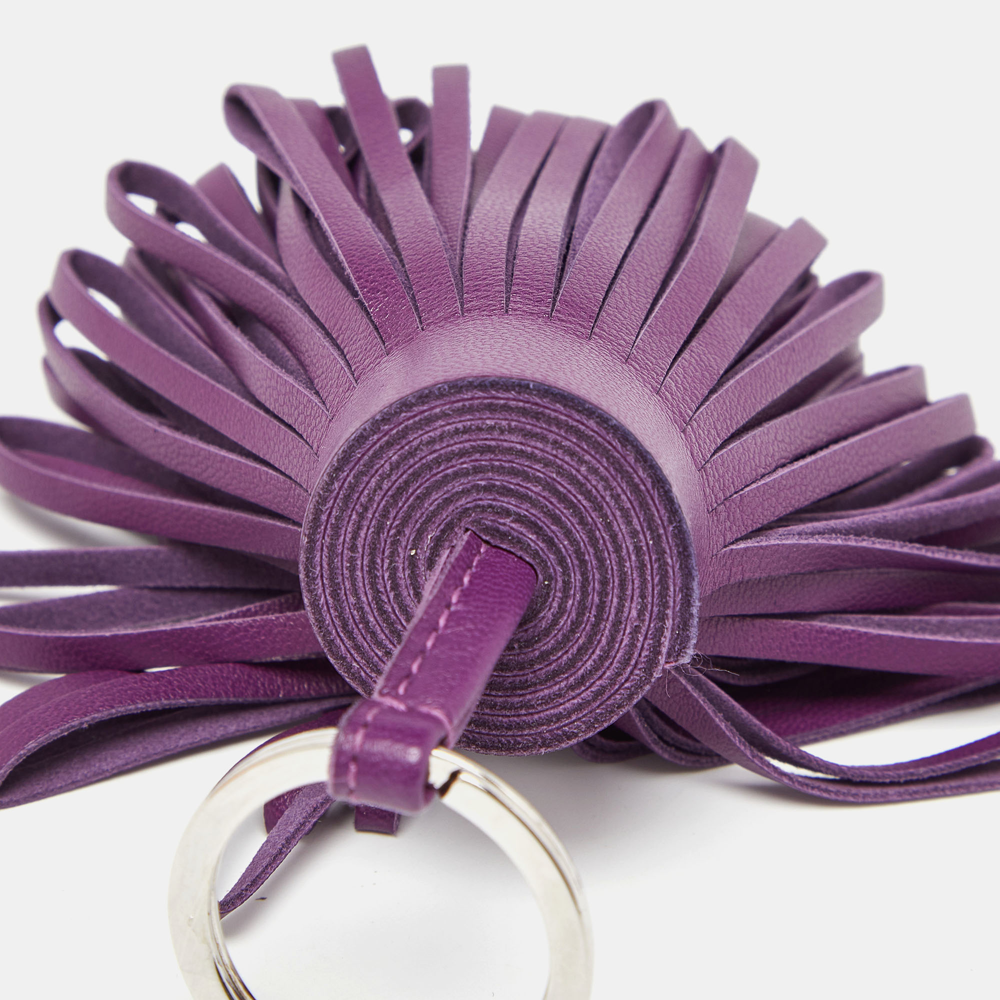 Hermes Purple Leather Tasseled Carmen Key Chain