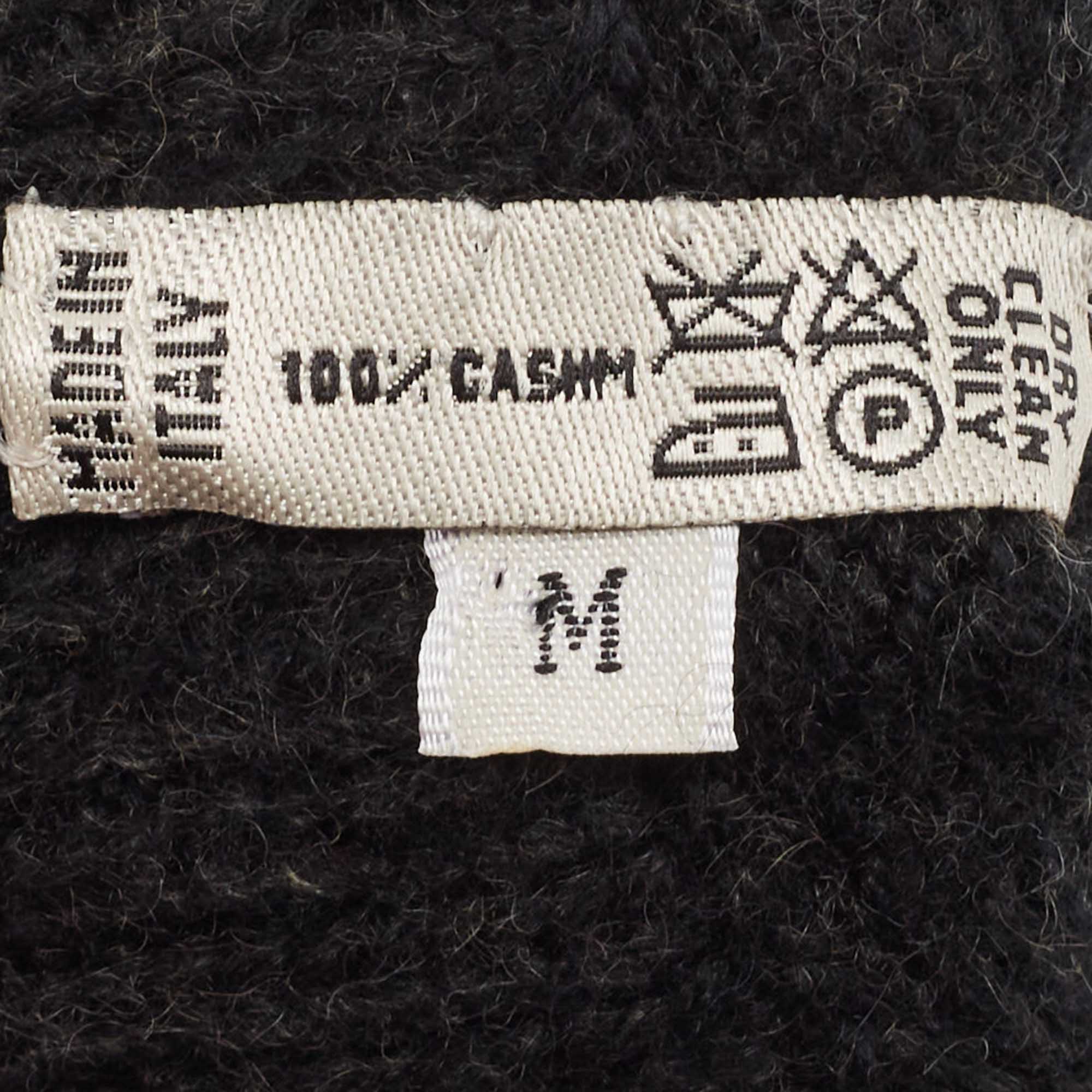 Hermes Black Monogram Cashmere Gloves M