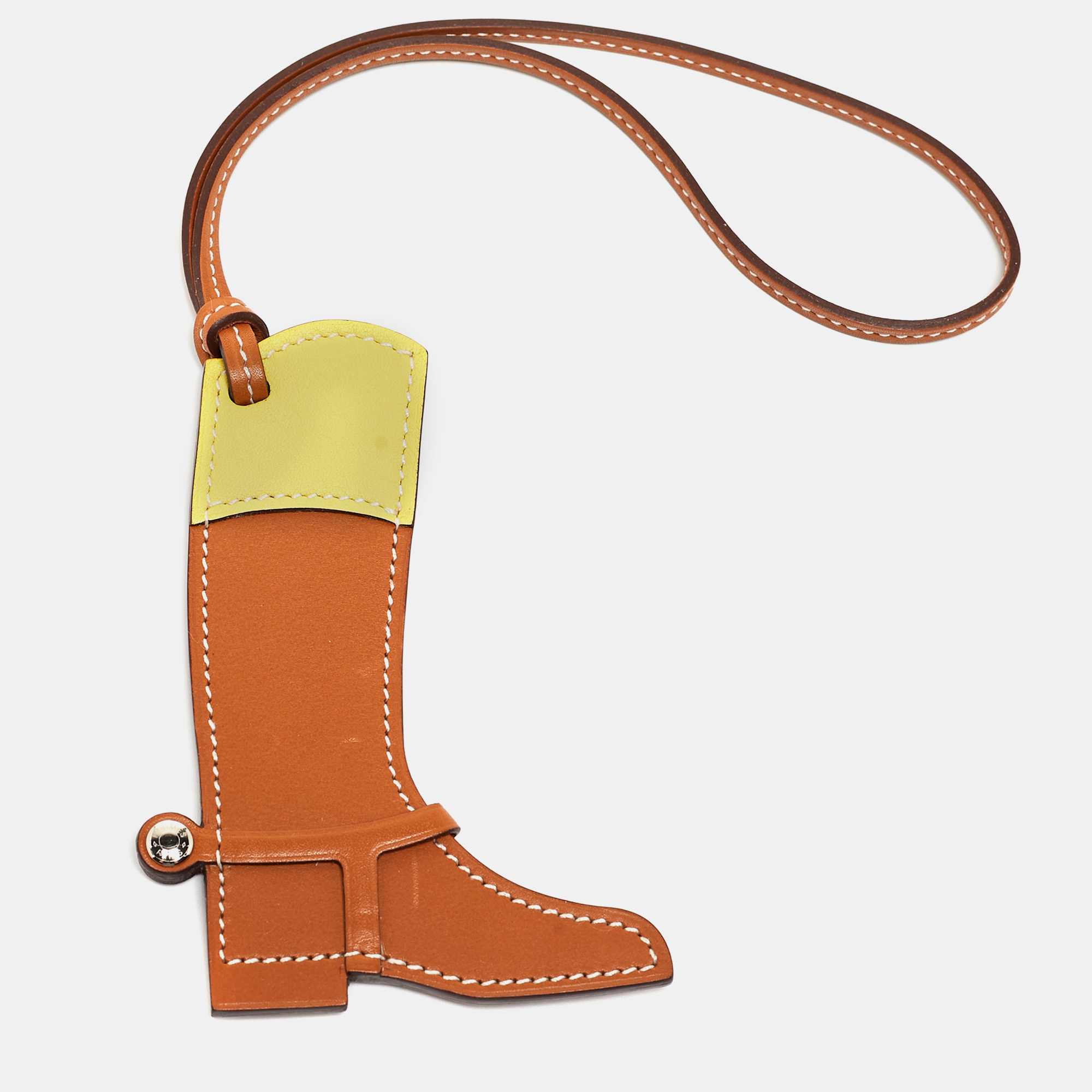 Hermes Natural Sable/Jaune De Naples Veau Butler And Swift Leather Paddock Boot Bag Charm