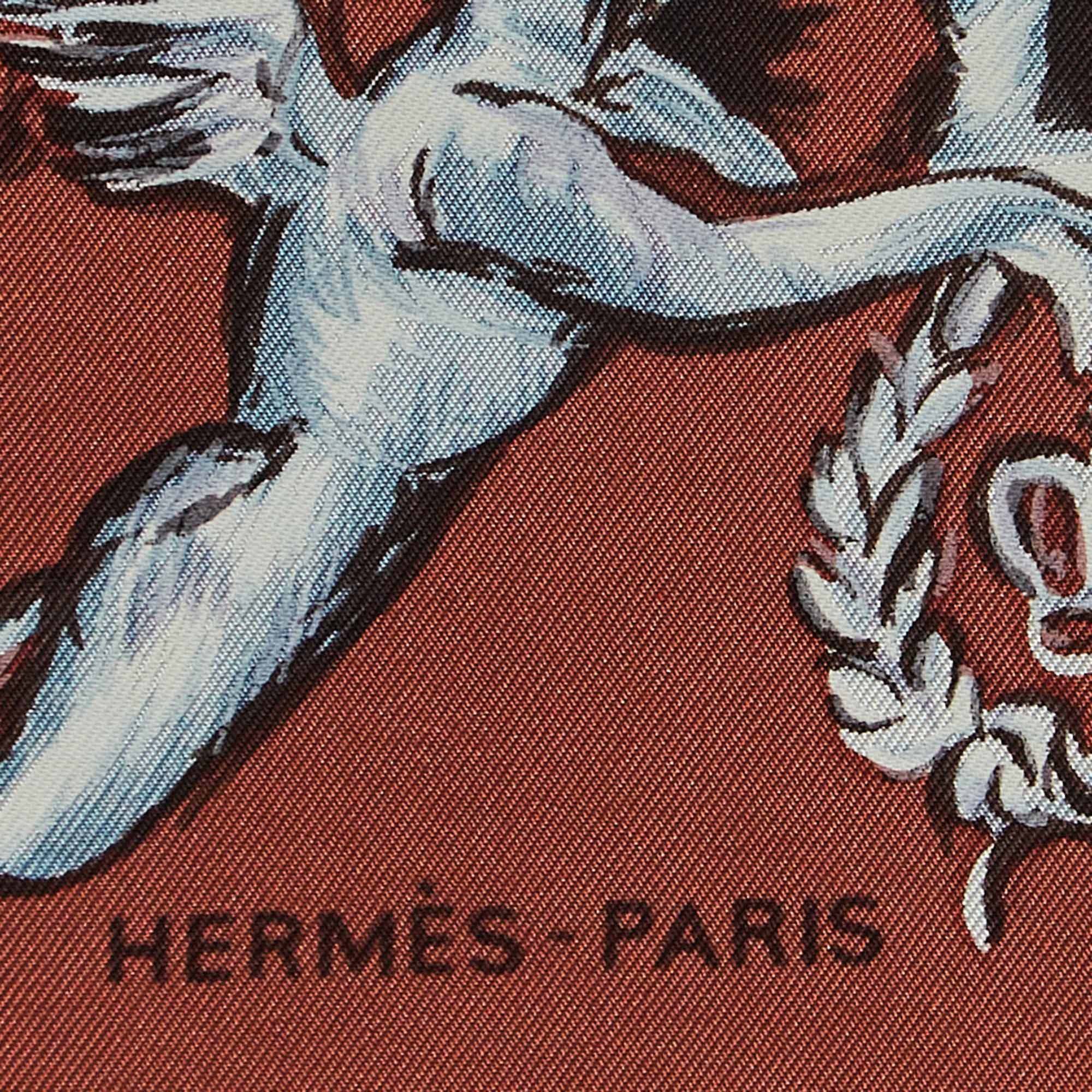 Hermès Brown Paddock Champs Silk Scarf