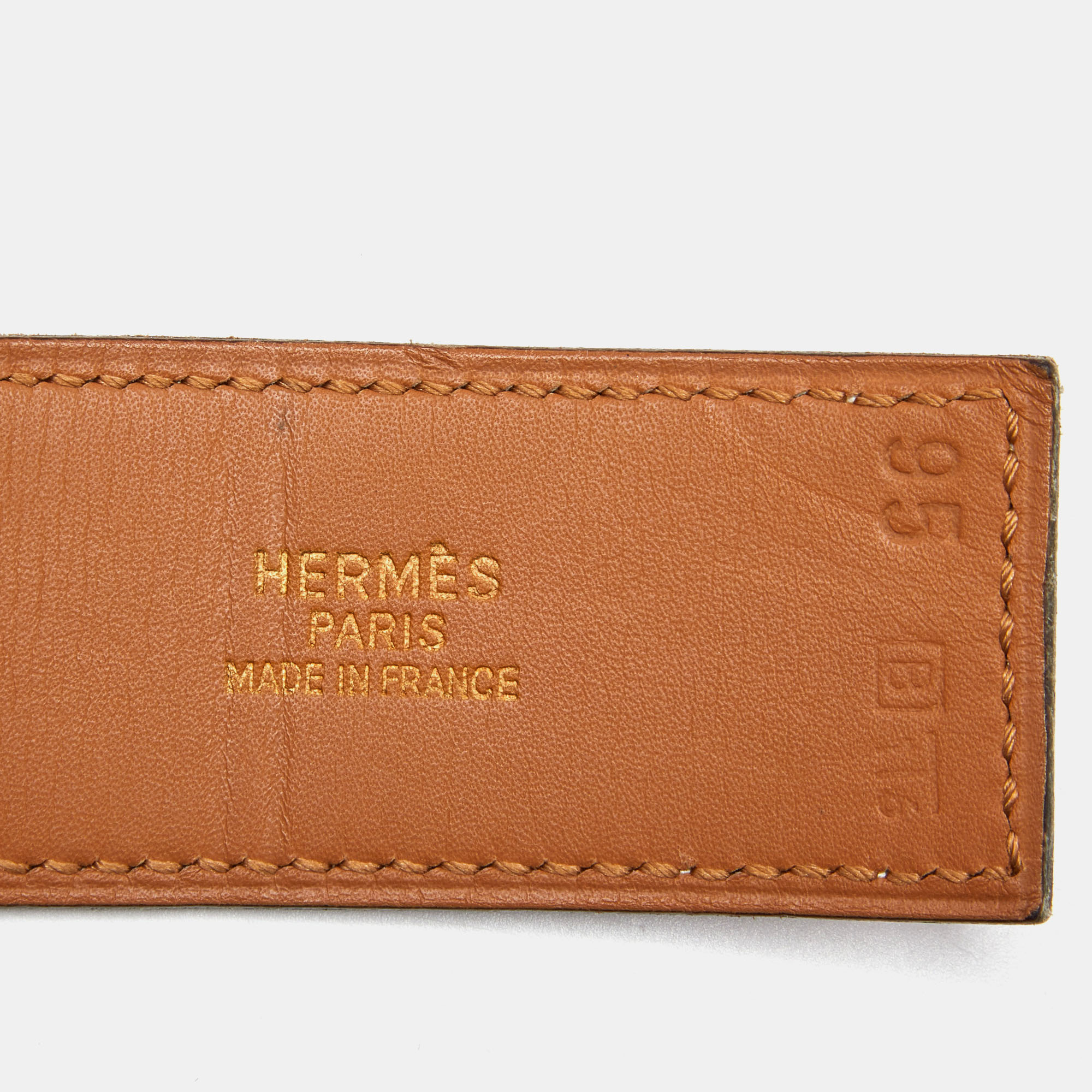 Hermes Gold Epsom Leather Clou De Selle Belt 95CM