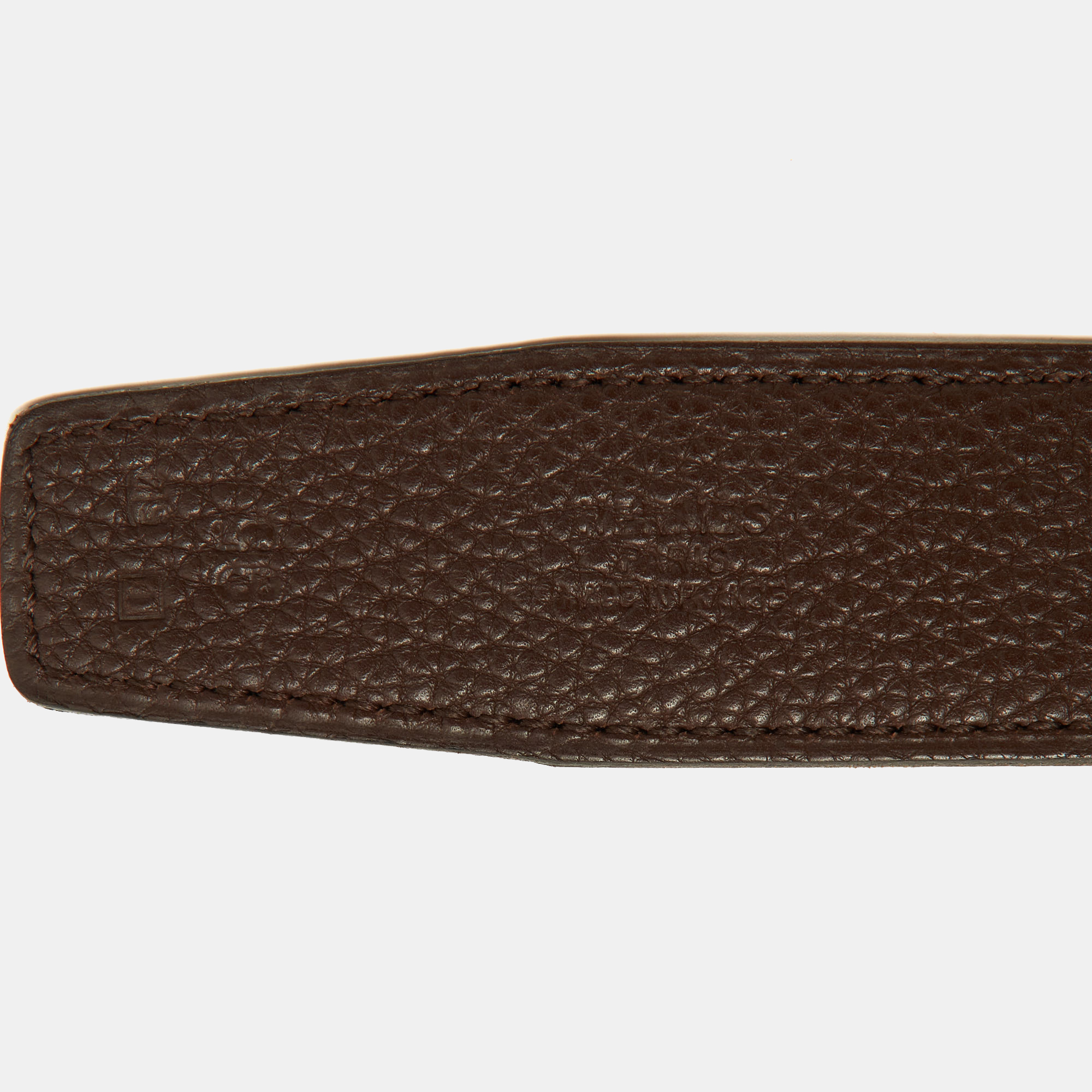 Hermes Black/Chocolat Box And Togo Leather Buckle Reversible Belt 85CM
