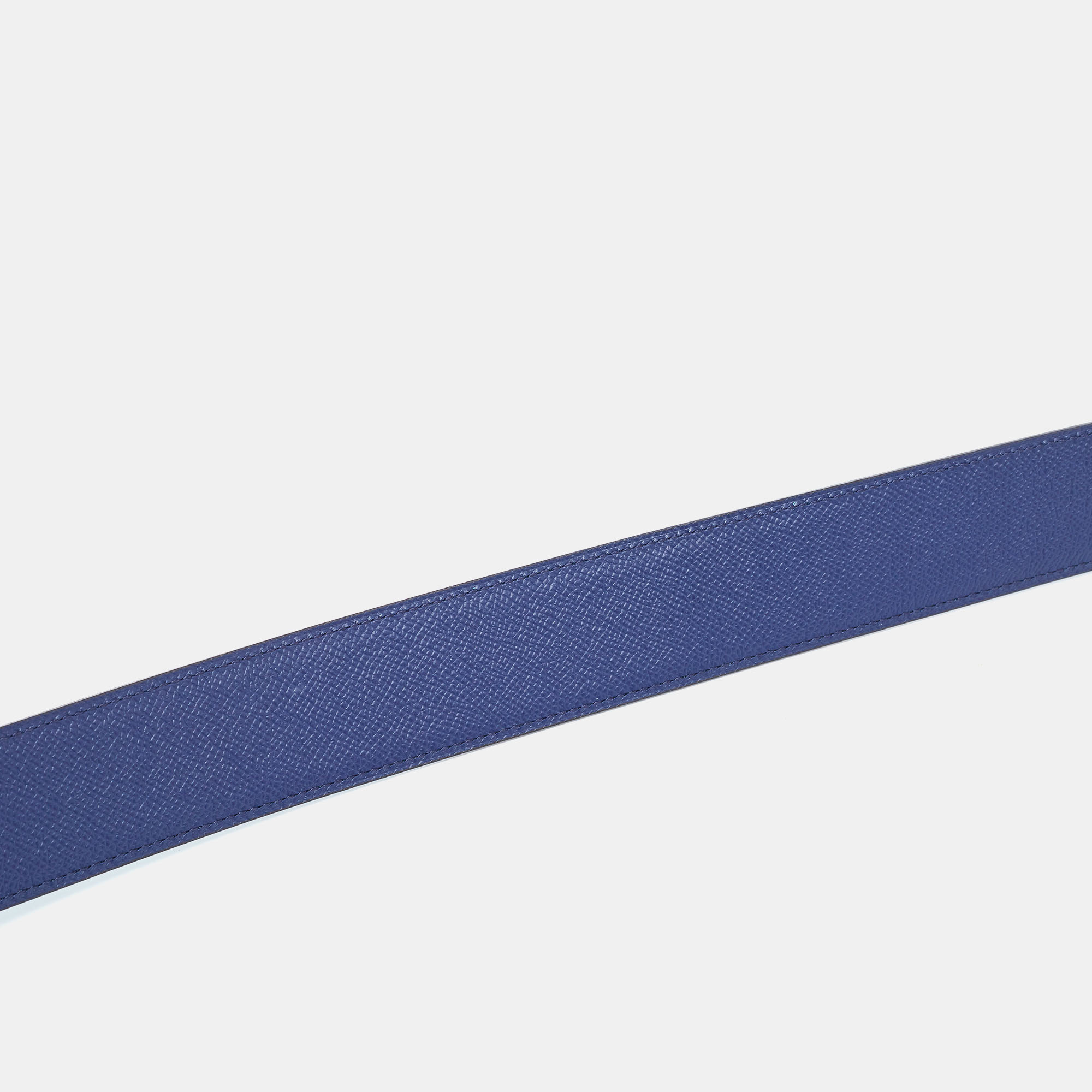 Hermes Blue Saphir/Izmir Epsom And Tadelakt Leather Reversible Belt Strap Size 100CM