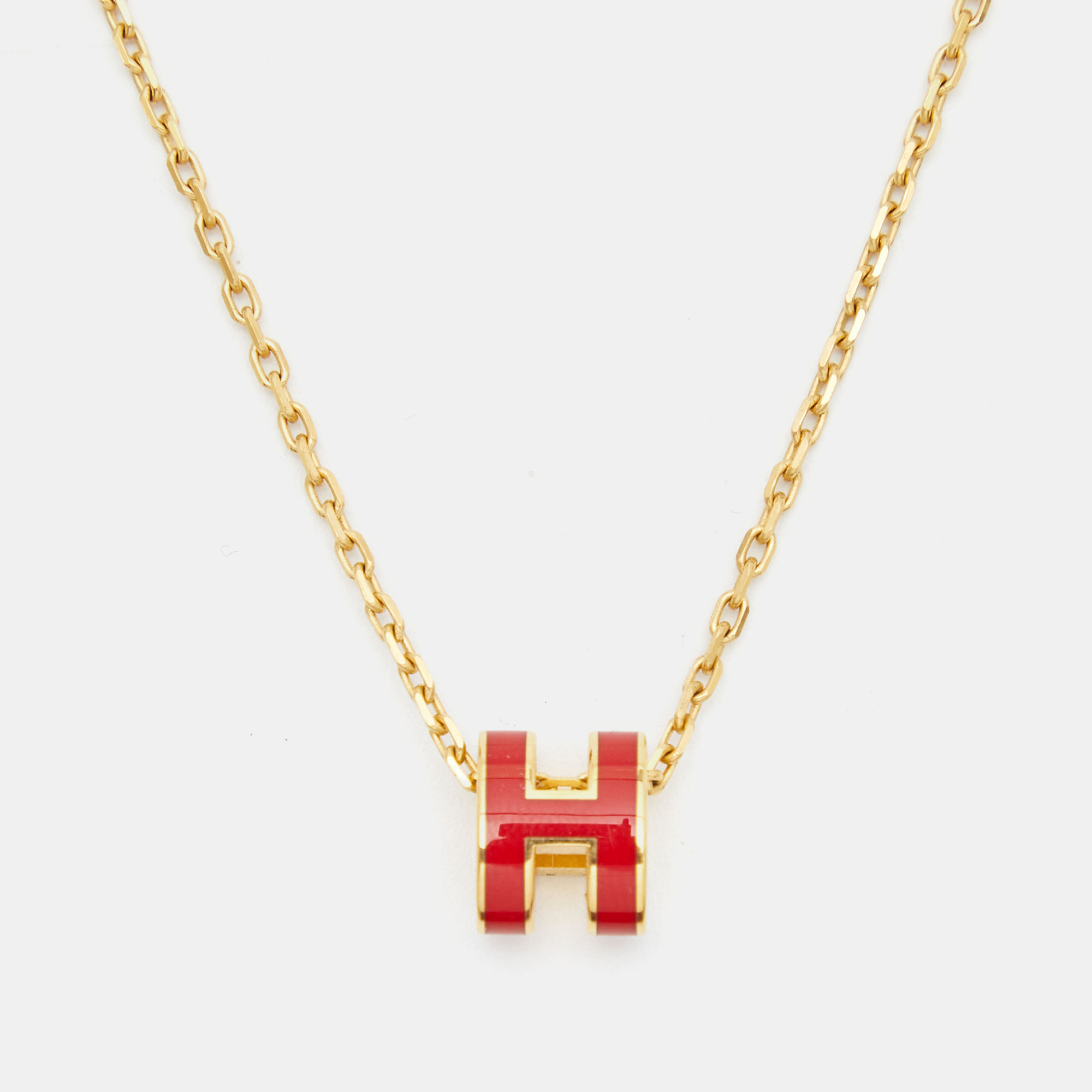 Hermès Mini Pop H Enamel Gold Plated Necklace