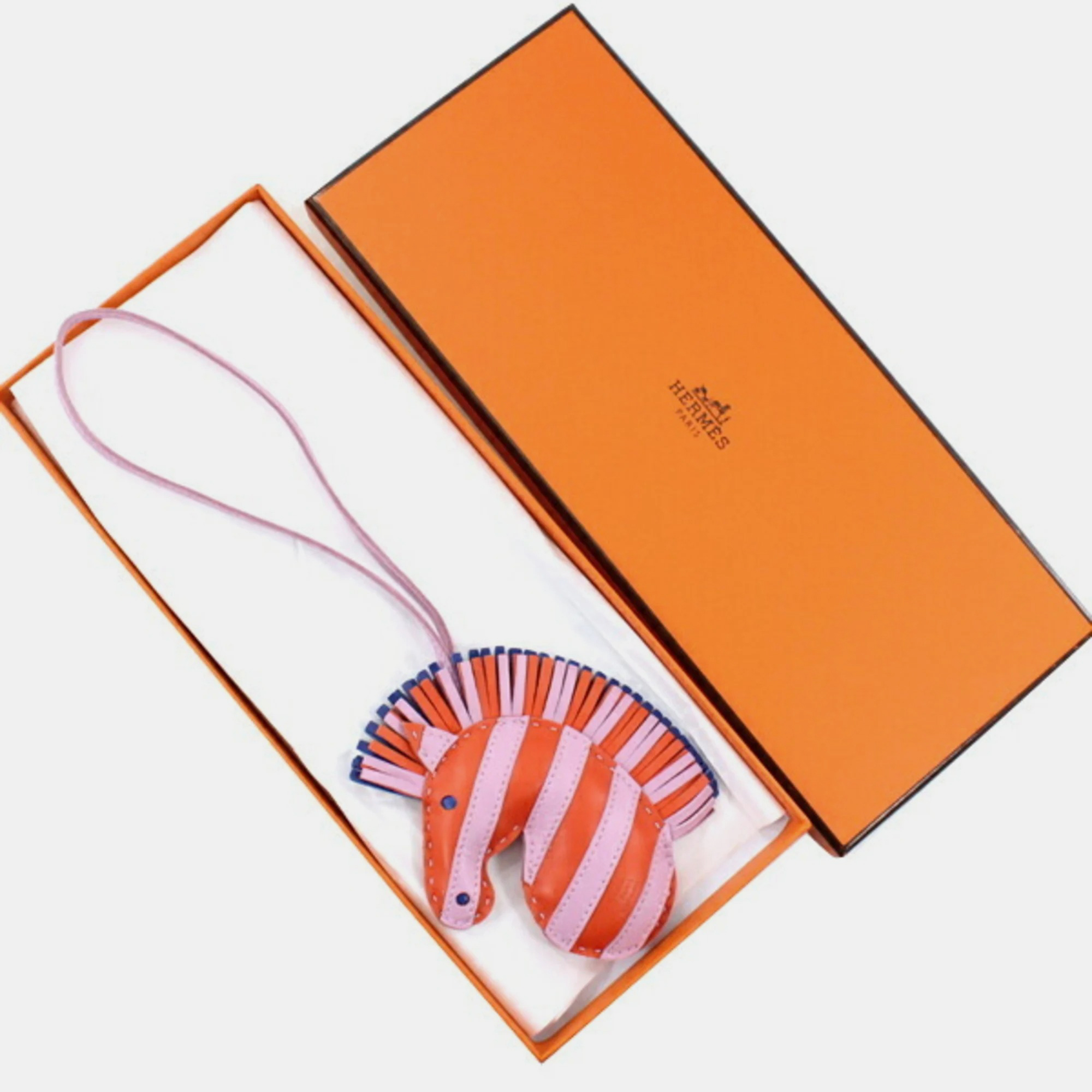 Hermes Jeezy Savannah Bag Charm Orange Poppy Mauve Silvertre Blue Franc Shima Zebra Birkin Kelly Picotin Z Engraved Leather