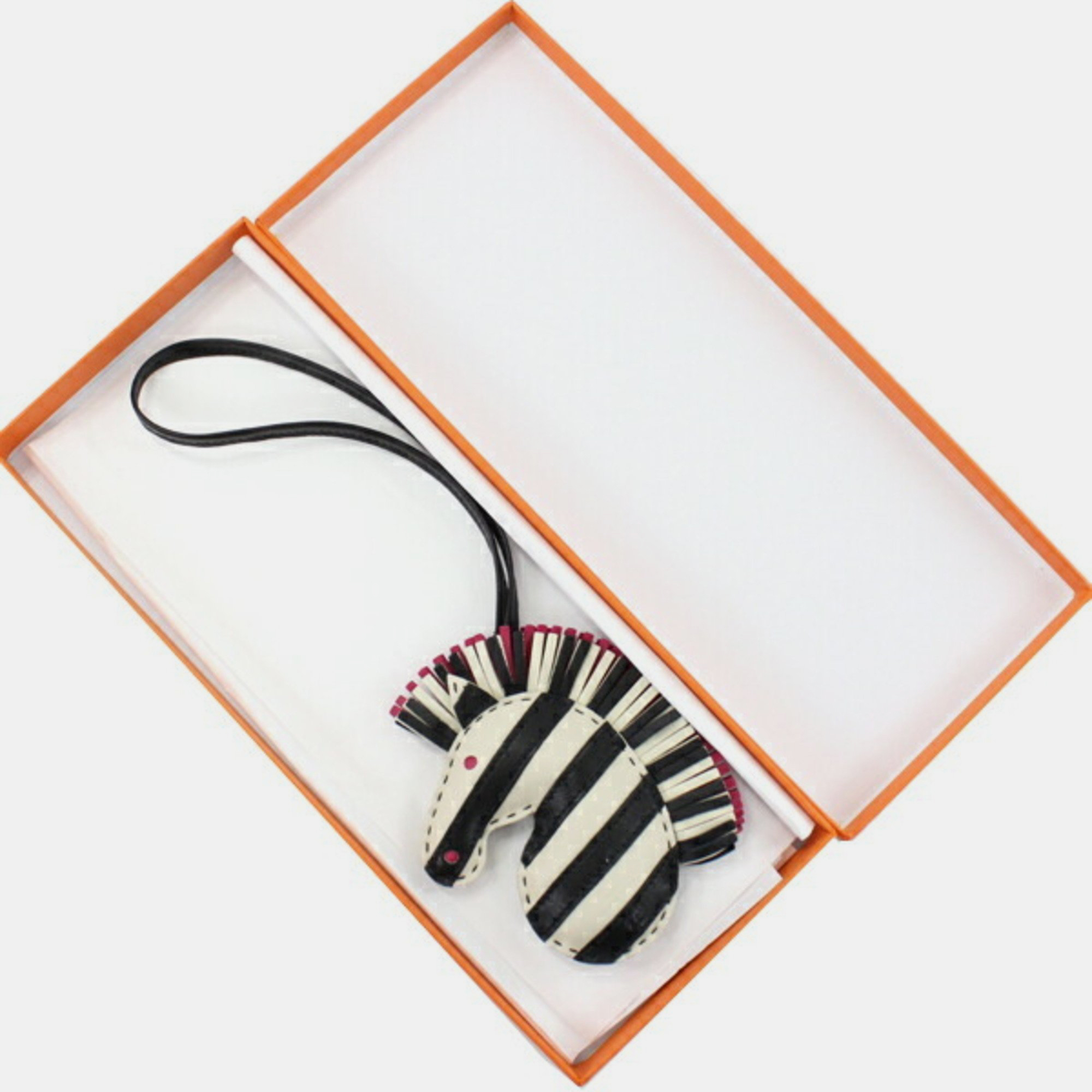 Hermes Jeezy Savannah Bag Charm Black Cleat Zebra Birkin Kelly Picotin Z Engraved Leather