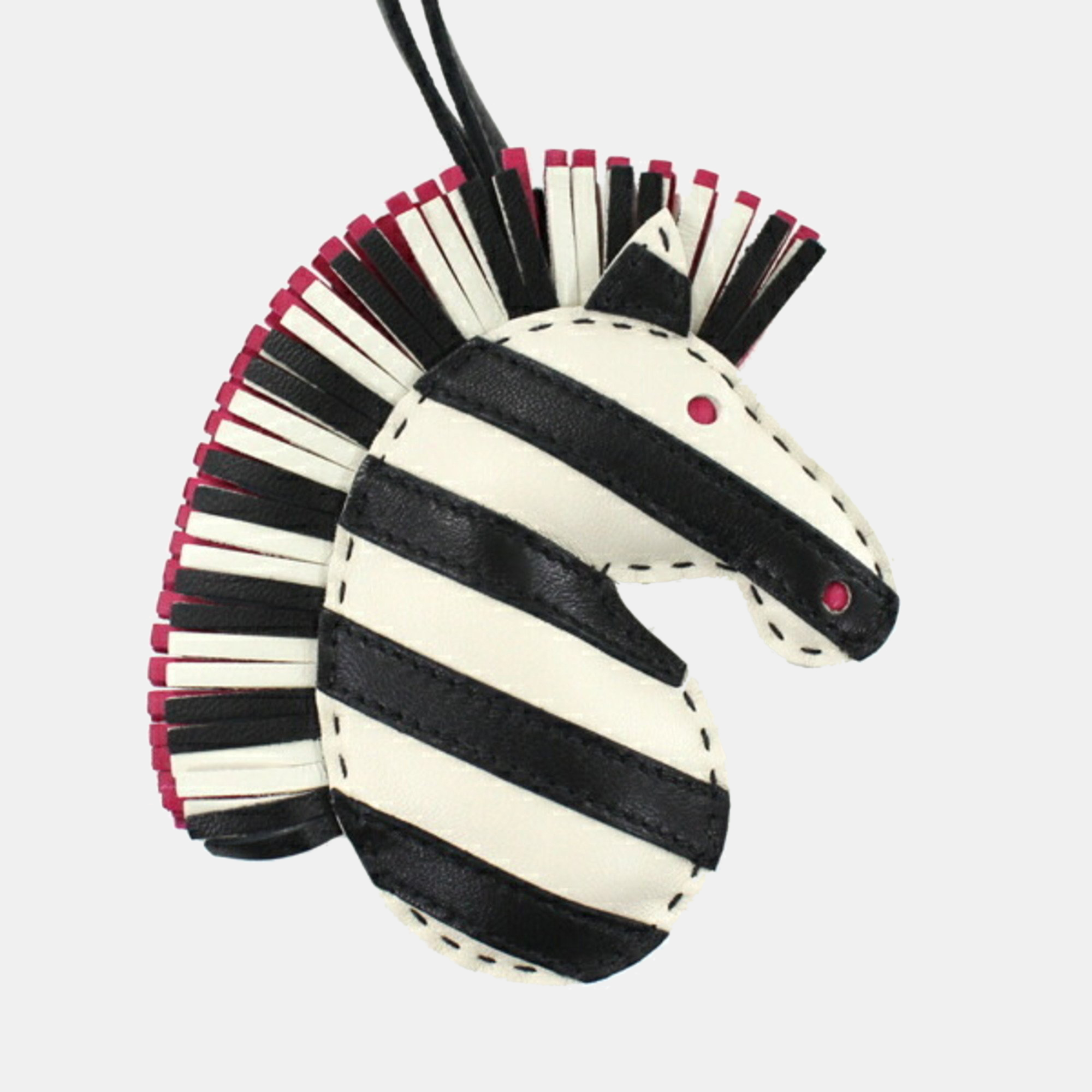 Hermes Jeezy Savannah Bag Charm Black Cleat Zebra Birkin Kelly Picotin Z Engraved Leather