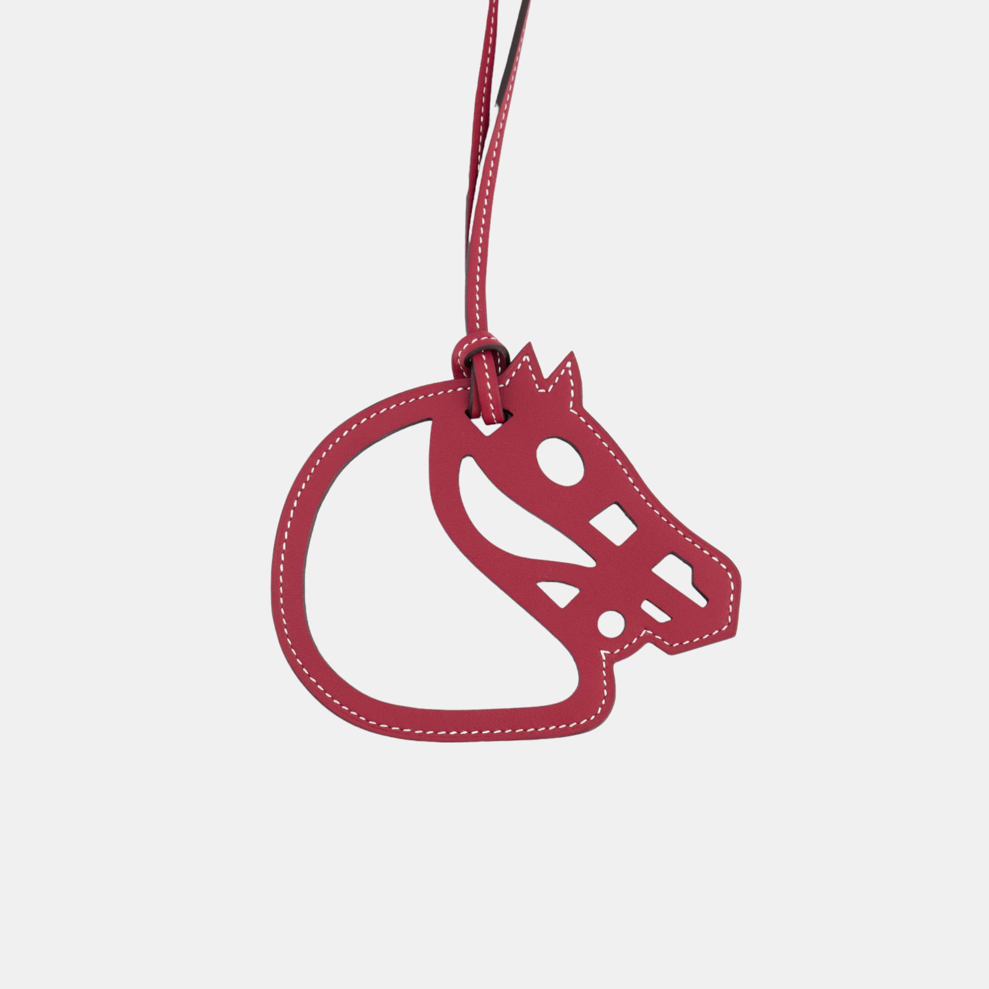 Hermes Paddock Cheval Charm In Rouge Grenat Swift Calfskin Leather