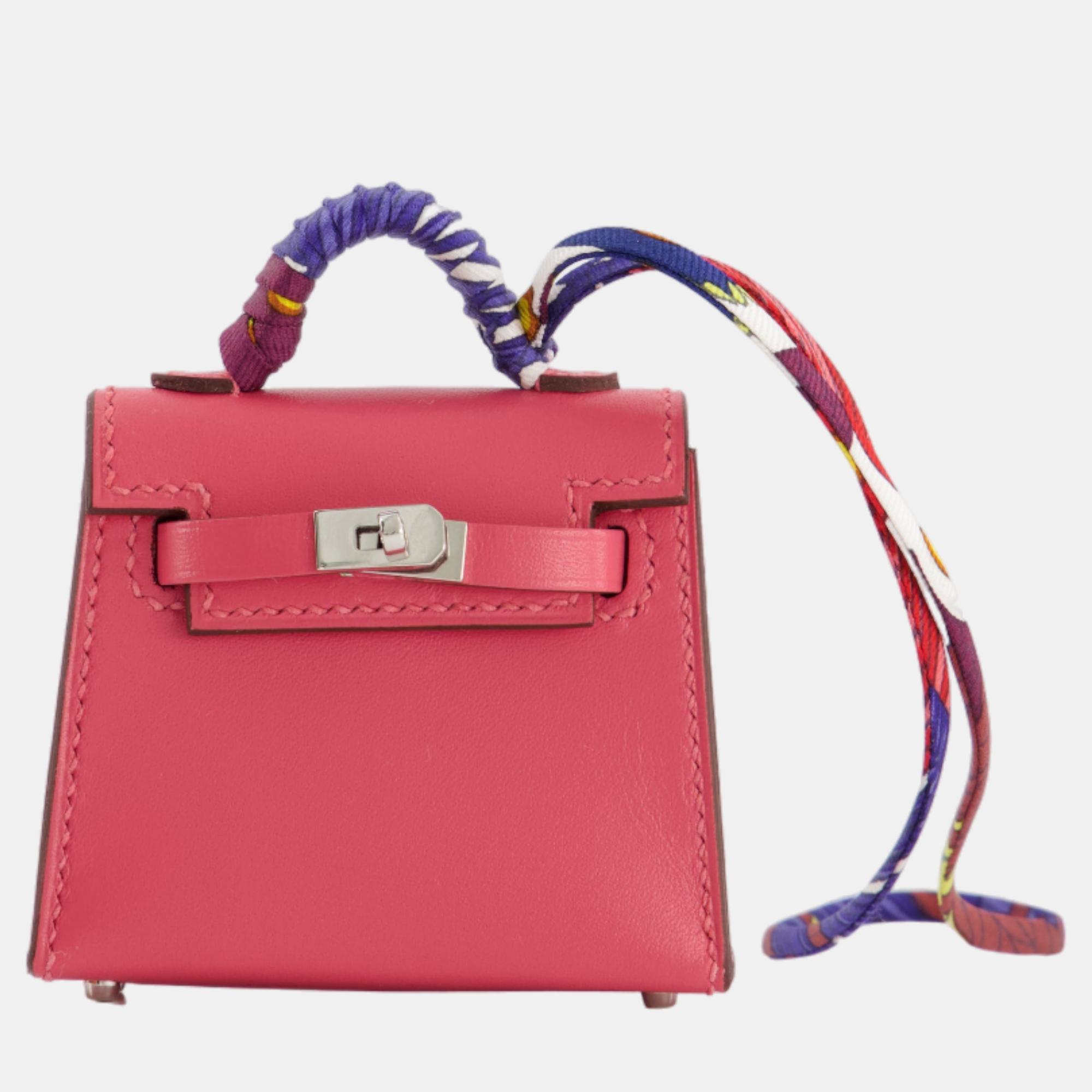 Hermes Rose Jaipur Micro Mini Kelly Twilly Bag Charm