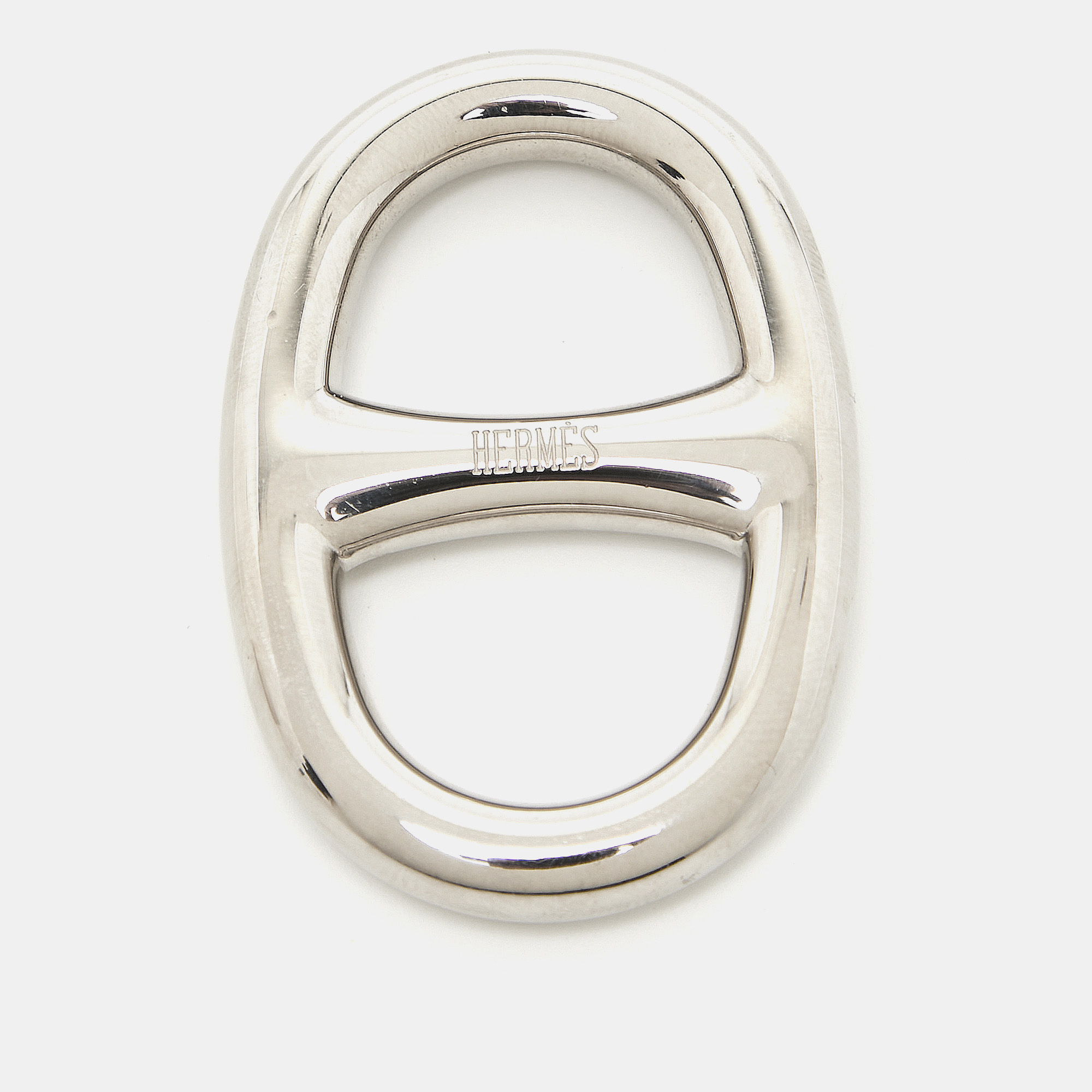 Hermes herm&egrave;s chaine d'ancre silver tone scarf ring