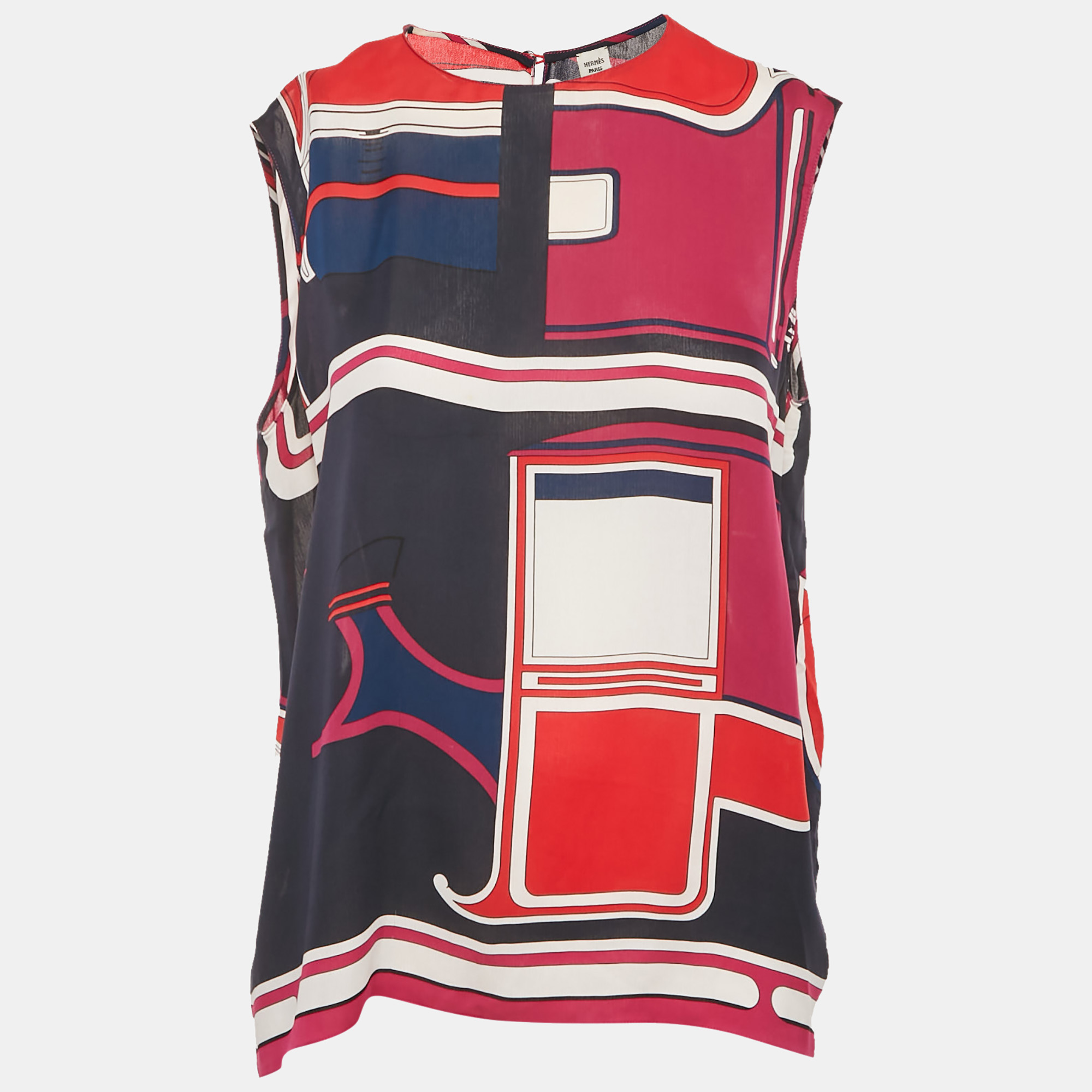 Printed Silk Sleeveless Top M - Hermes - Modalova