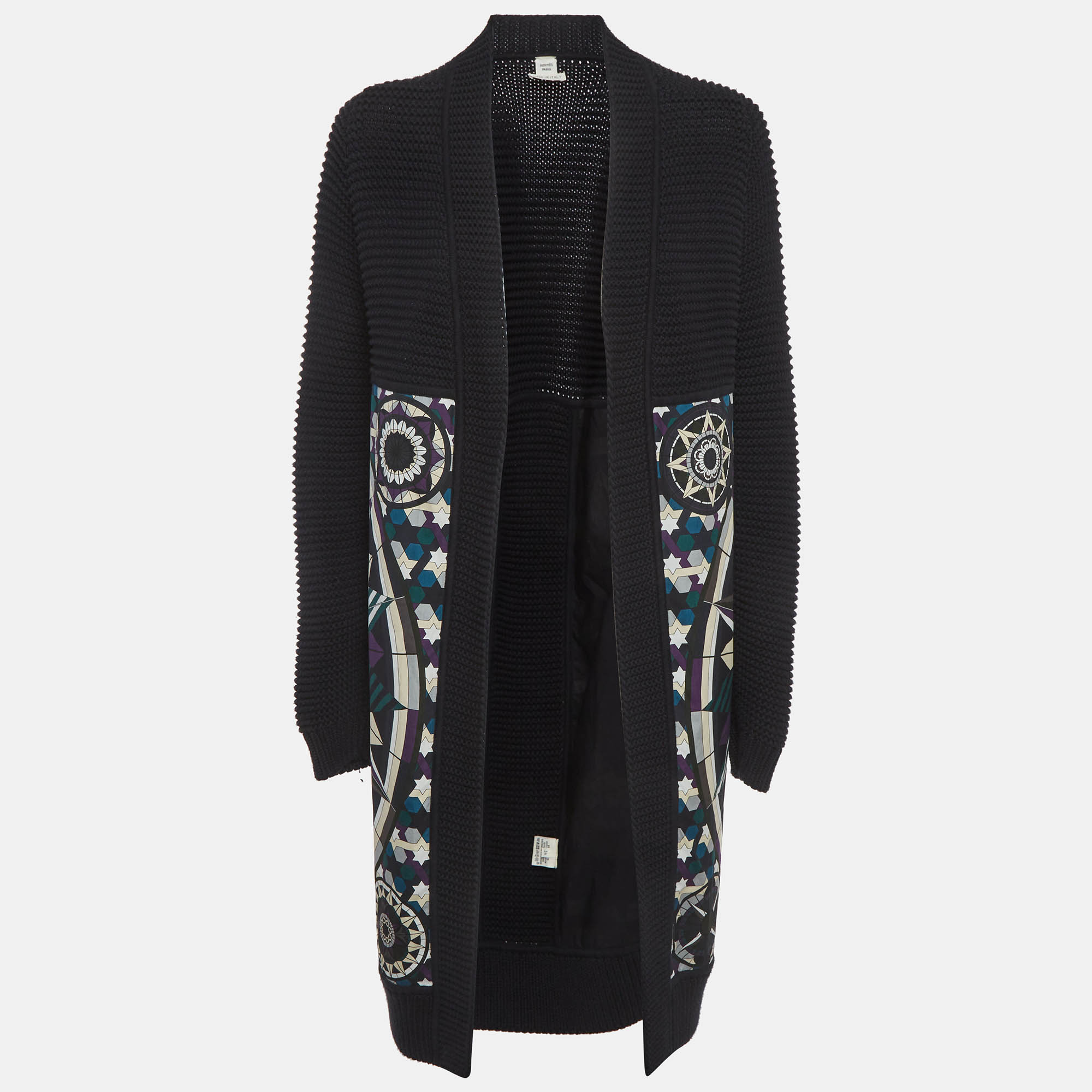 Hermes Black Printed Cotton and Purl Knit Long Cardigan S
Hermes Black Printed Cotton and Purl Knit Long Cardigan S
