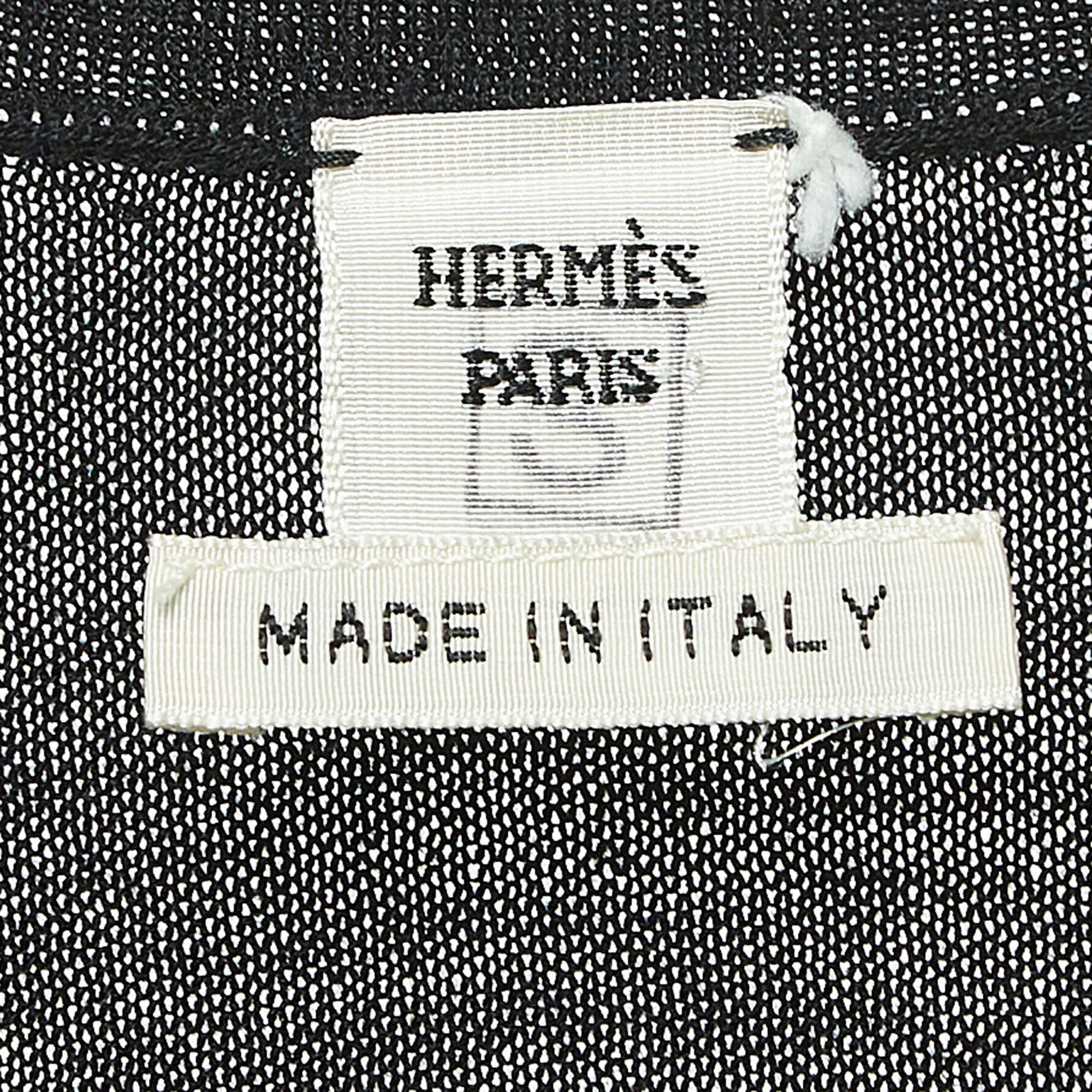 Hermes Black Knit But Front Cardigan S