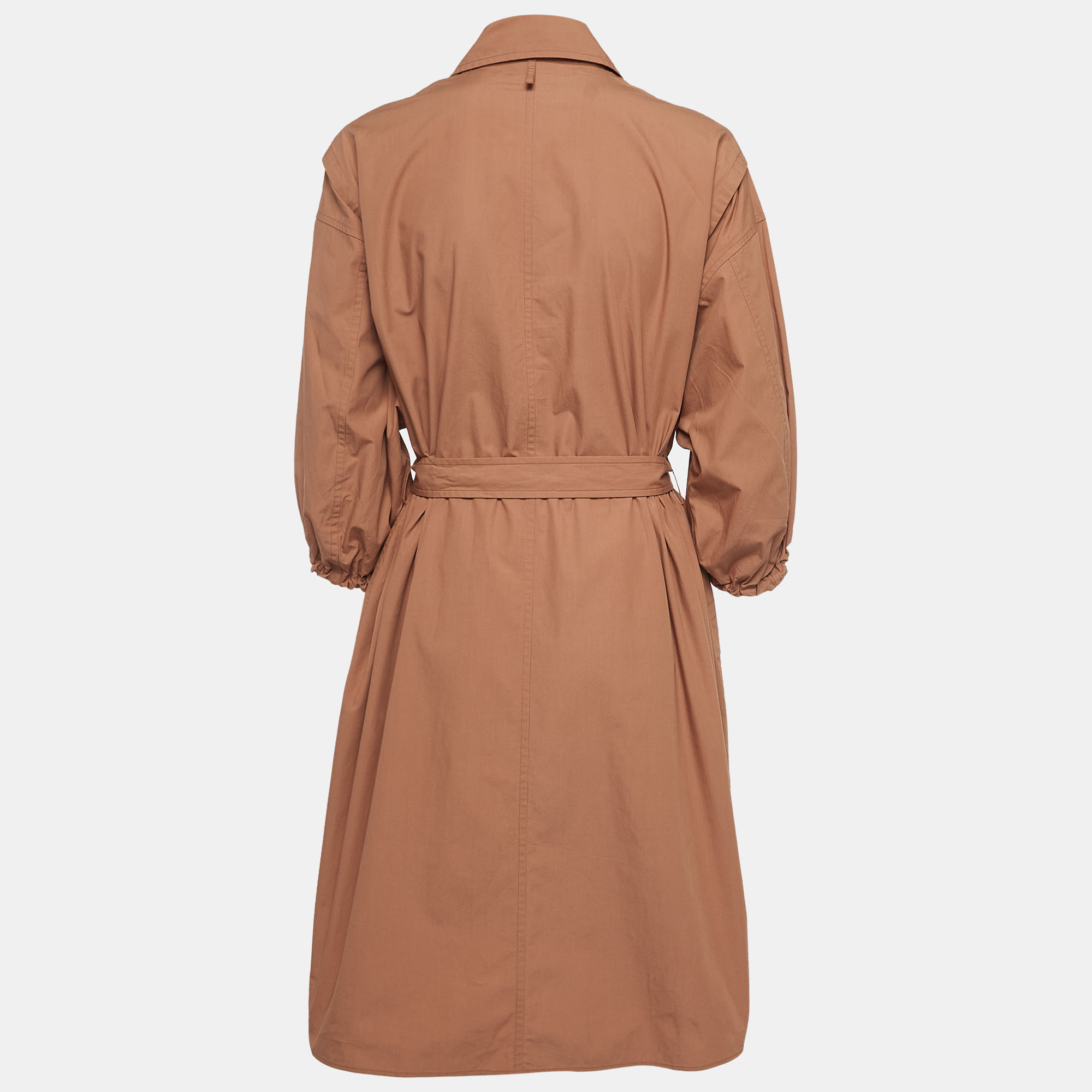 Hermès Light Brown Cotton Belted Short Dress S