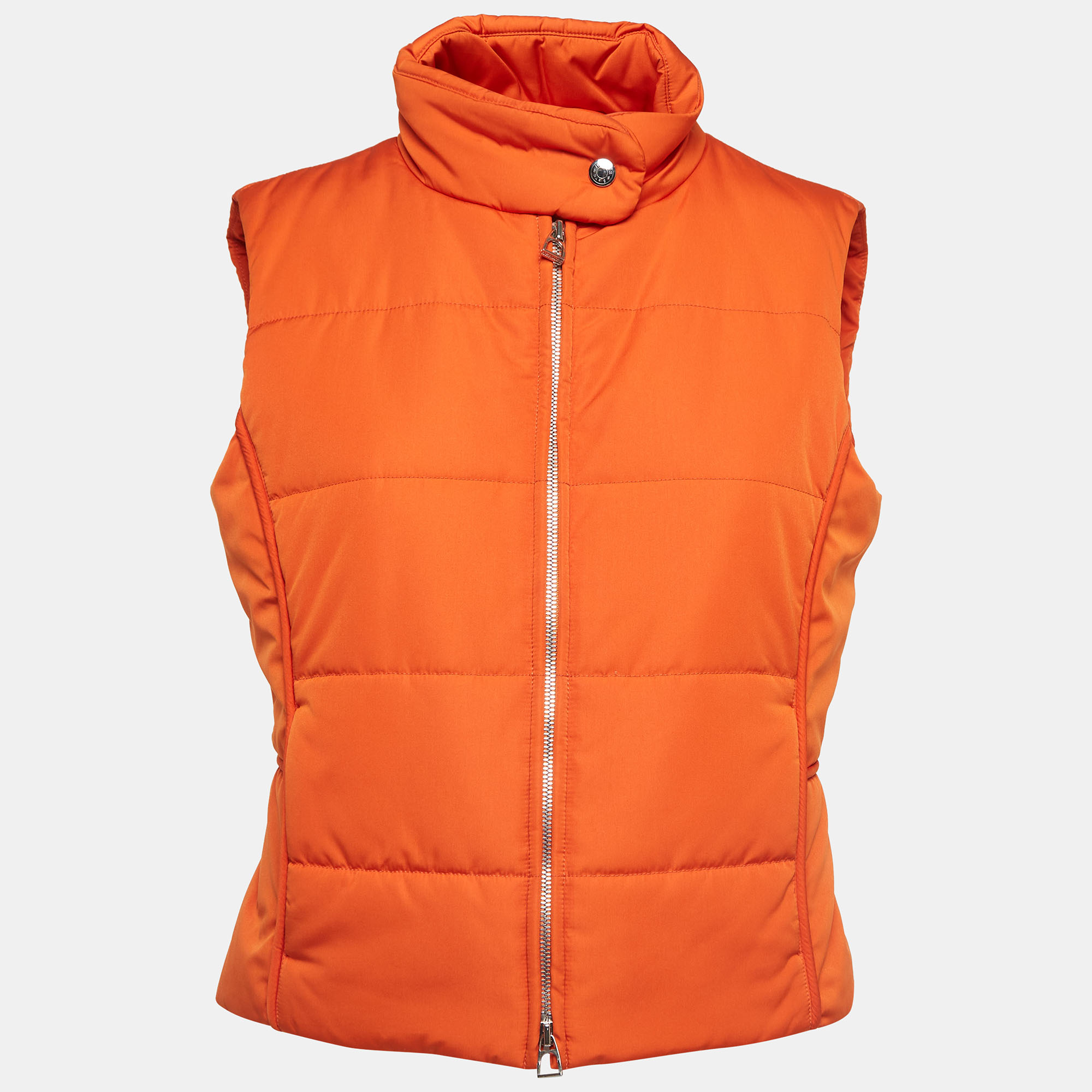 Hermes herm&egrave;s orange synthetic sleeveless quilted vest m
